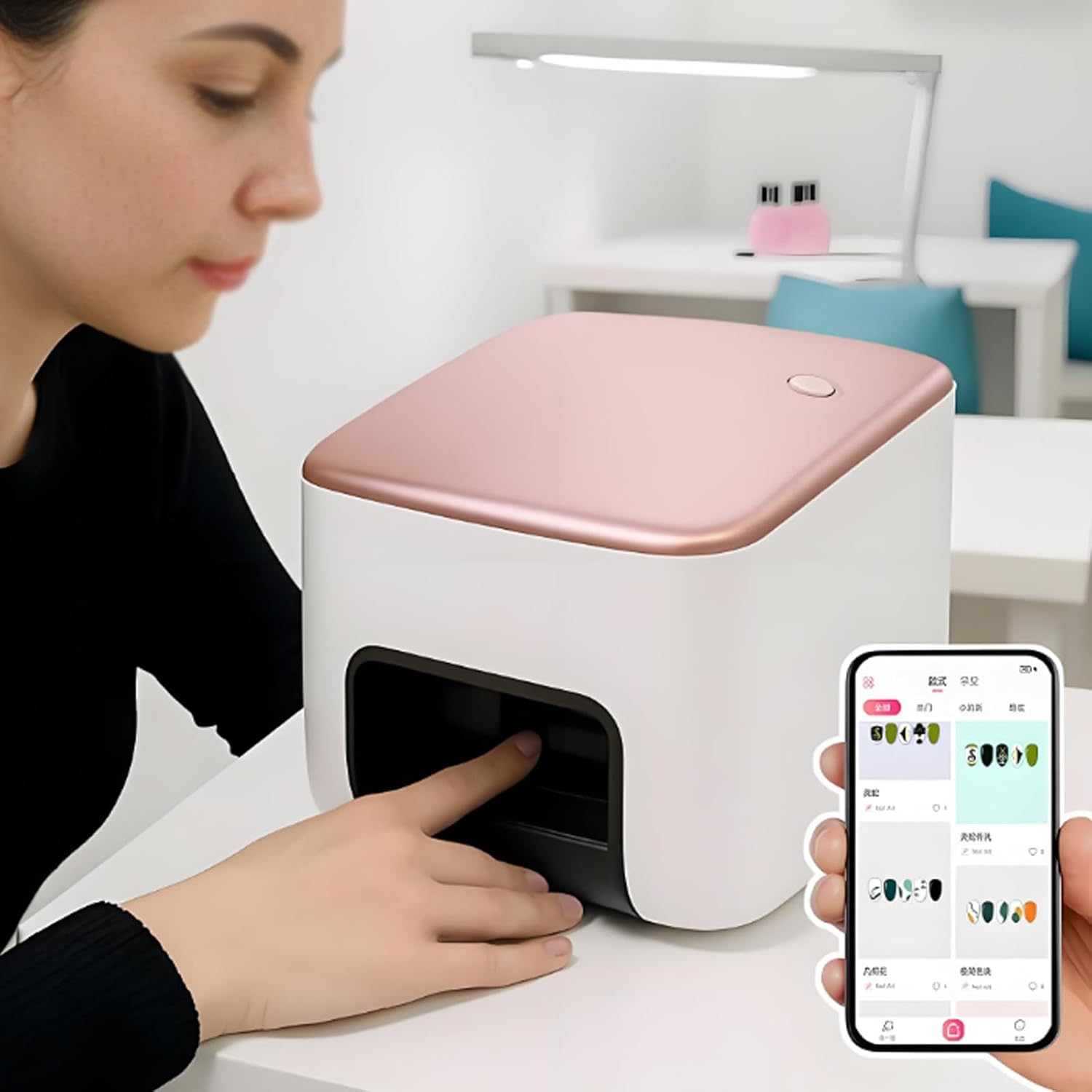 Smart 3D Nail Printing Machine, Digital Mobile Art Printer, Support Wifi/App/Diy Nail Painting Machine, 10S Done, Portable Nail Printer Machine for Beauty & Personal Care