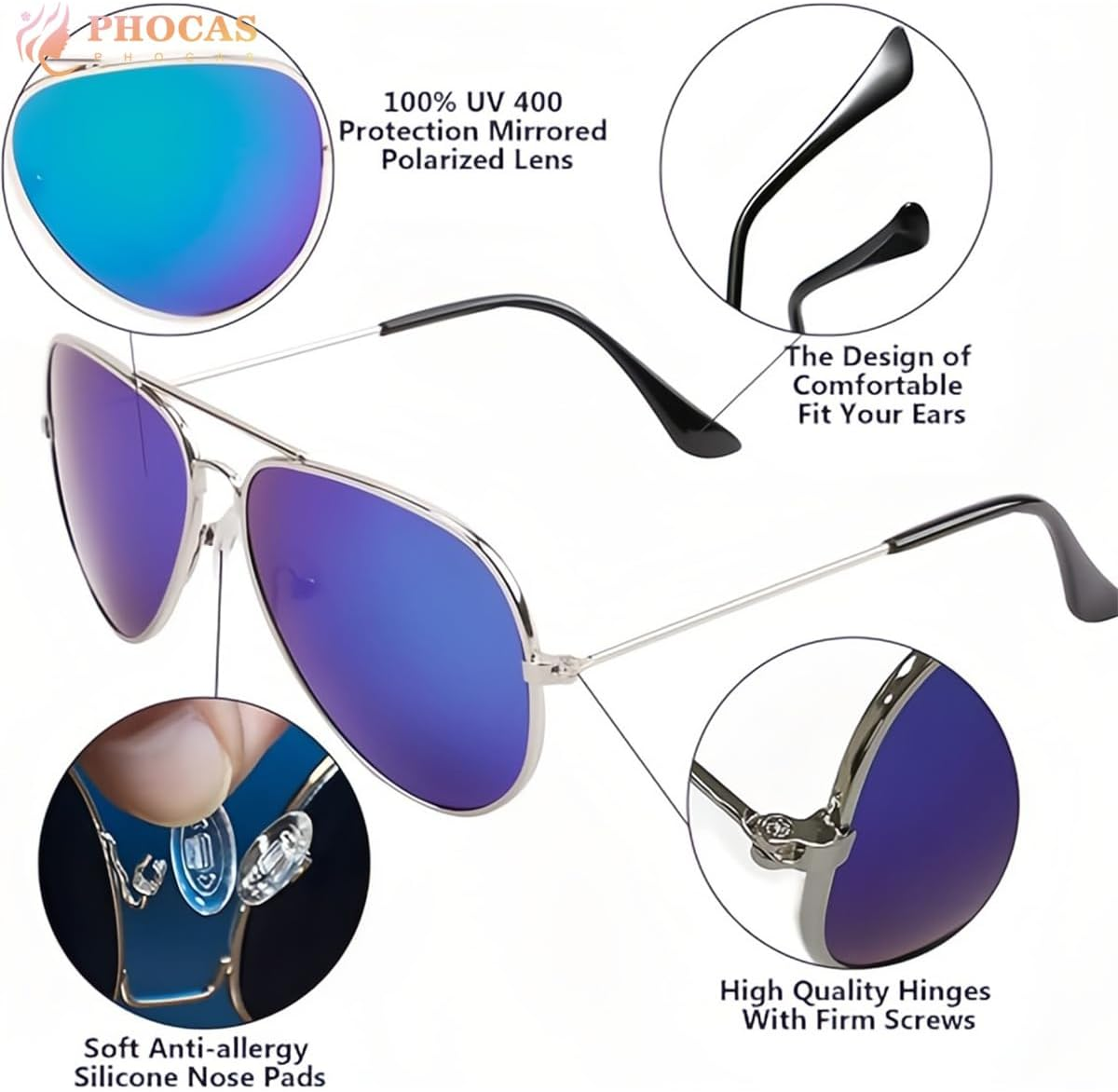 PHOCAS Kids Aviator Sunglasses UV Protection Aviator Sunglasses for Little Girls Boys Age 2-9 FUD180014