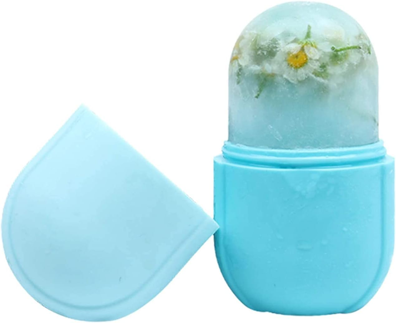 Ice Roller for Face and Eye - Facial Beauty Skin Care Tool, Gua Sha Massage, Silicone Ice Mold (Blue)