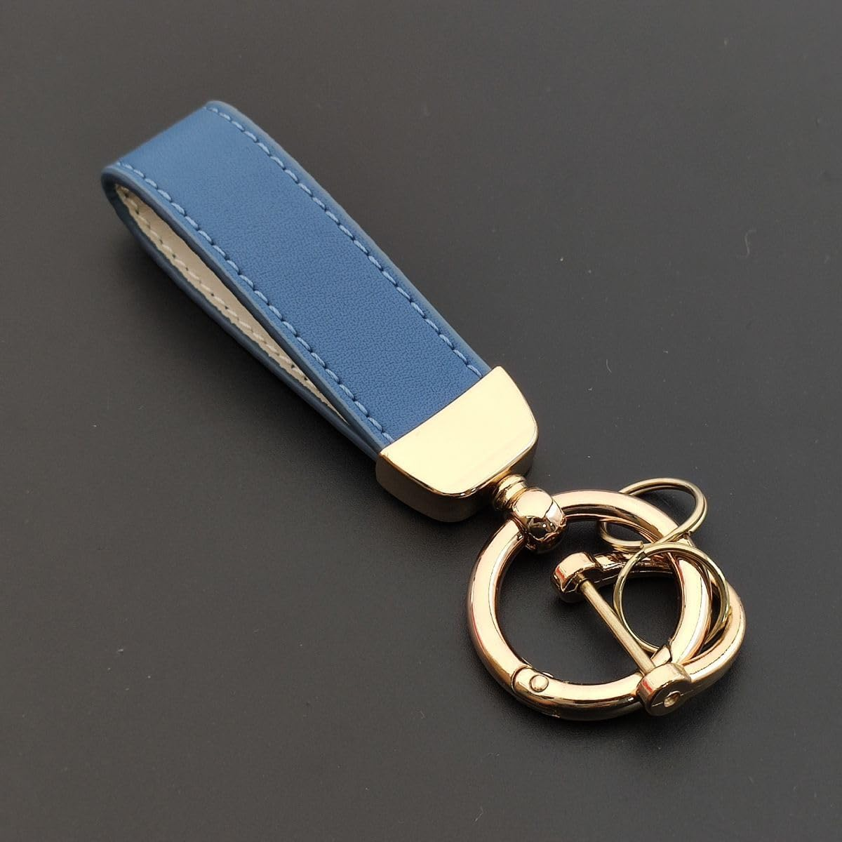 2 Pack Car Keychain,Anti-Lost D-Ring, Dual Key Rings, Microfiber Leather 360&deg; Rotatable Universal Car Key Accessory image number 2