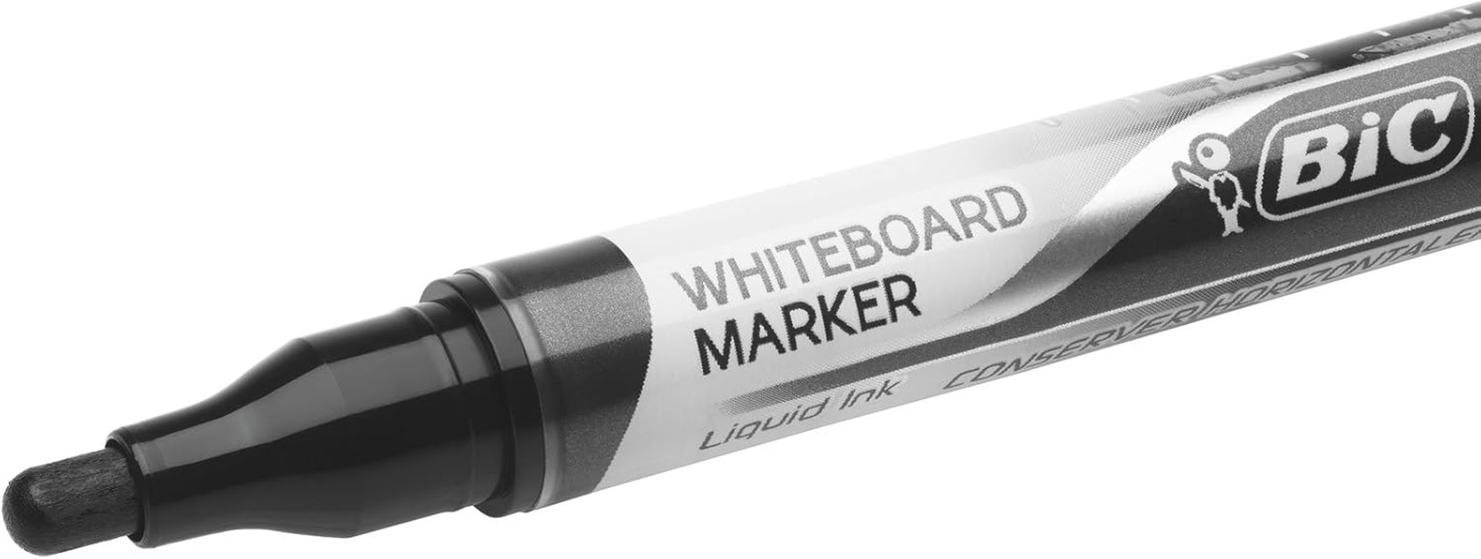 BIC Velleda Liquid Ink Dry Wipe Pocket Markers - Black (Pack of 12) - Black image number 3