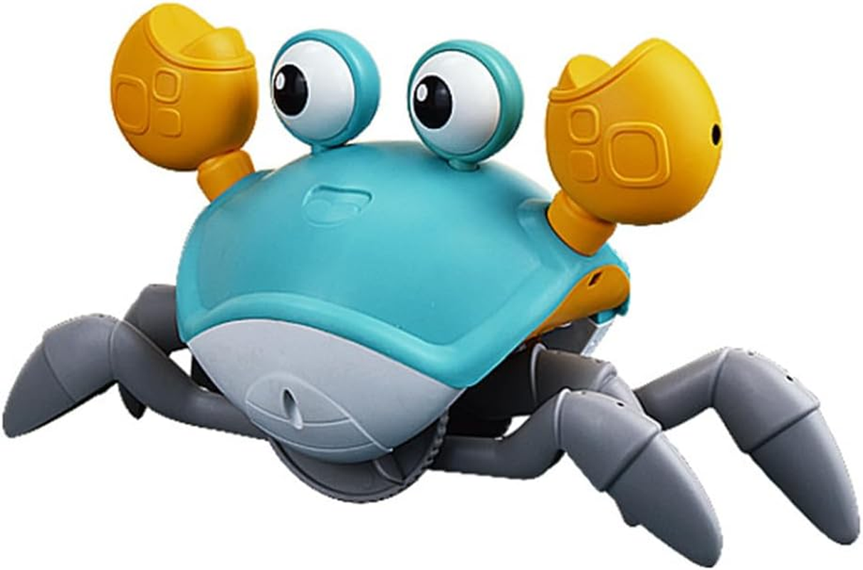 Eacam Crawling Crab Toy with Music & Light, Tummy Time Toys for Babies, Interactive Musical Toy for Toddlers, Automatically Avoid Obstacles, USB Rechargeable - Blue Green image number 6