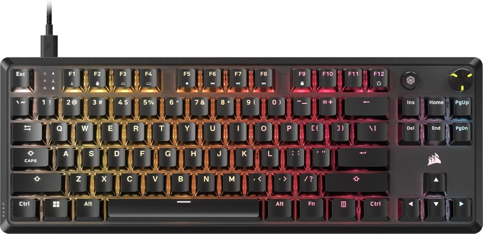 CORSAIR K70 CORE TKL RGB Tenkeyless Mechanical Wired Gaming Keyboard &ndash; Pre-Lubed MLX Red V2 Linear Switches, SOCD, ABS Double-Shot Keycaps, Sound Dampening, 1000Hz Polling, QWERTY NA &ndash; Black