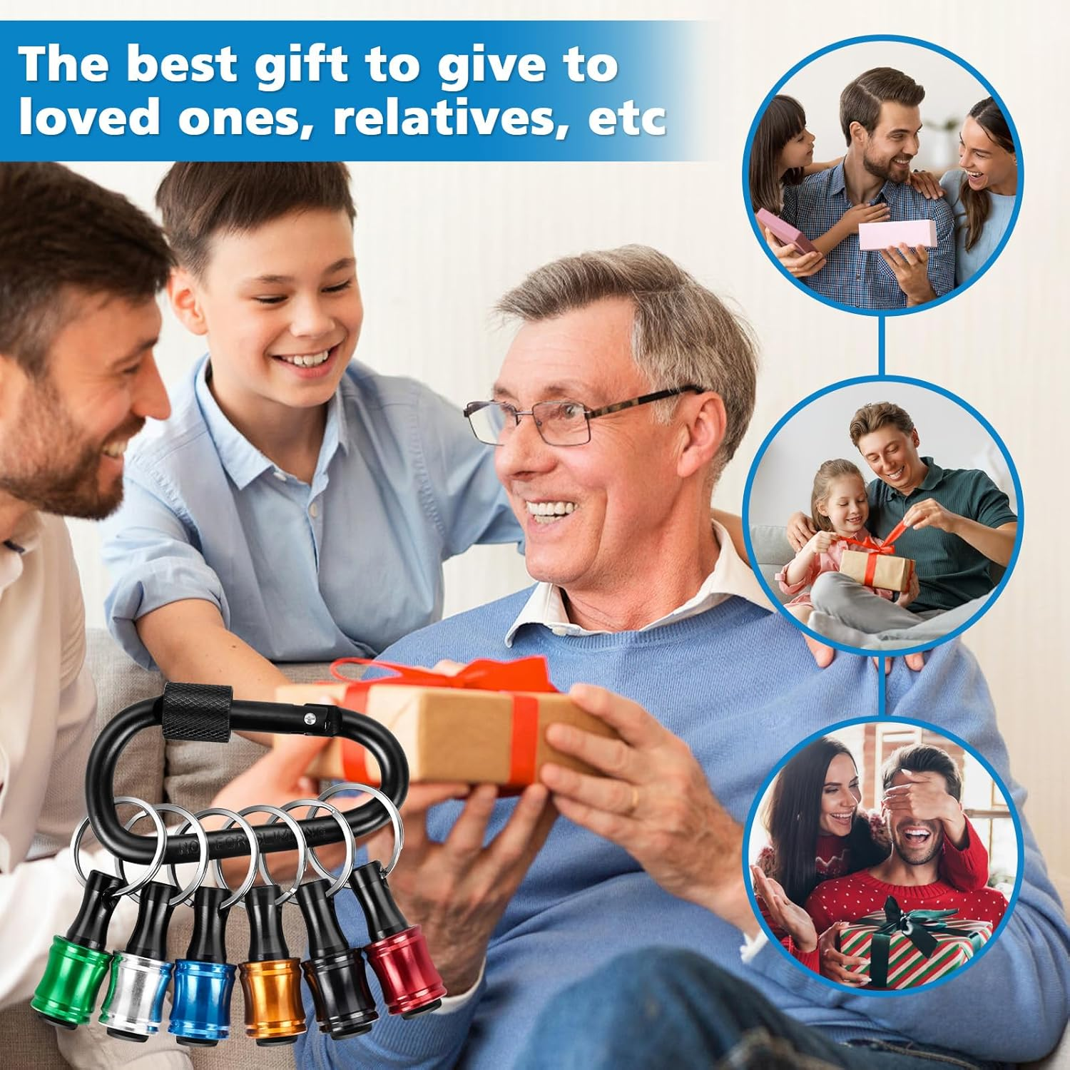 1/4 Bit Holder Keychain 6Pc, 1/4 Inch Hex Shank Bit Holders, Quick Release Bit Holder for Nut Driver, Screwdriver & Drill Bits W/Key Chain Carabiner - 5Pcs-Sct image number 6