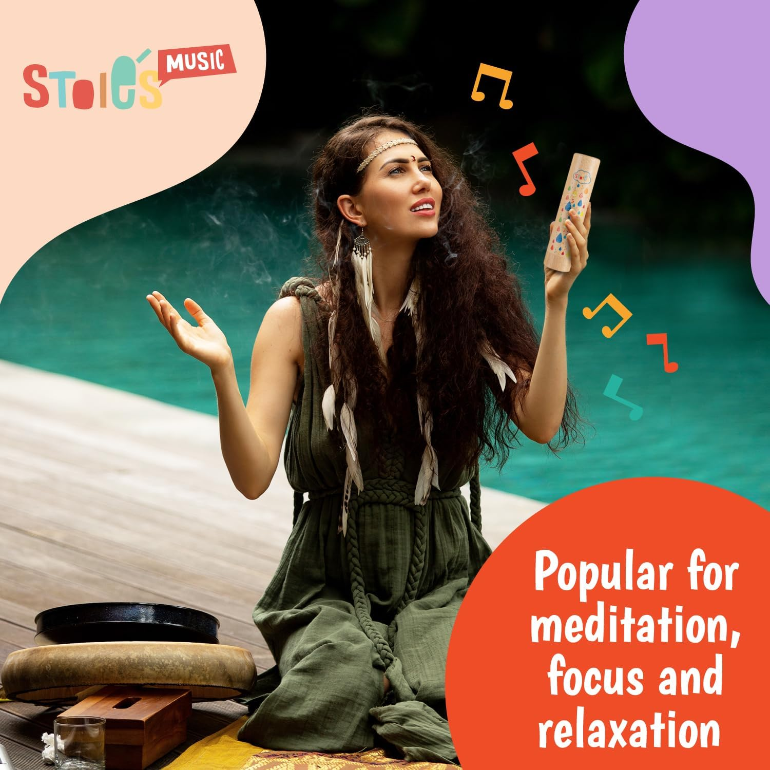 Stoie'S Wooden Rain Stick Instrument for Kids, Support Music Exploration, Coordination and Rhythm Baby Toy, Soothing Sound for Sensory Play, Durable Rainmaker of Kid-Friendly Size, 1 Pack image number 4