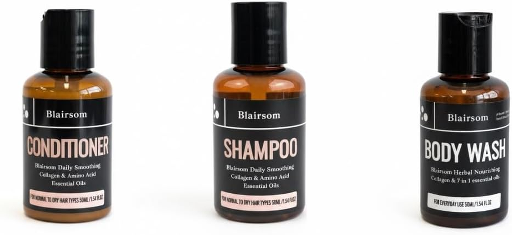 Blairsom Holiday Travel Kit &ndash; Daily Smoothing Shampoo, Conditioner & Calming Herbal Body Wash (50Ml X 3) | Travel-Friendly, Hotel & Travel Bathroom Essentials