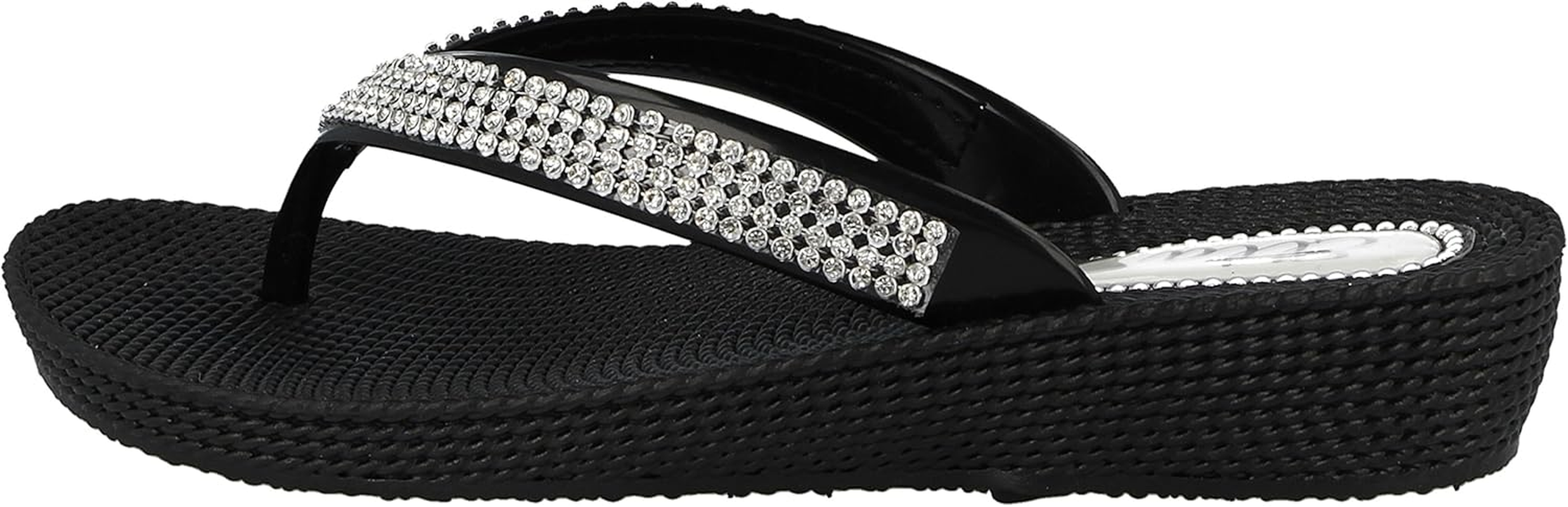 Ella Ladies S1 Diamante Toe Post Flat Low Wedge Jelly Flip Flop Summer Sandals Size 3-8 image number 4