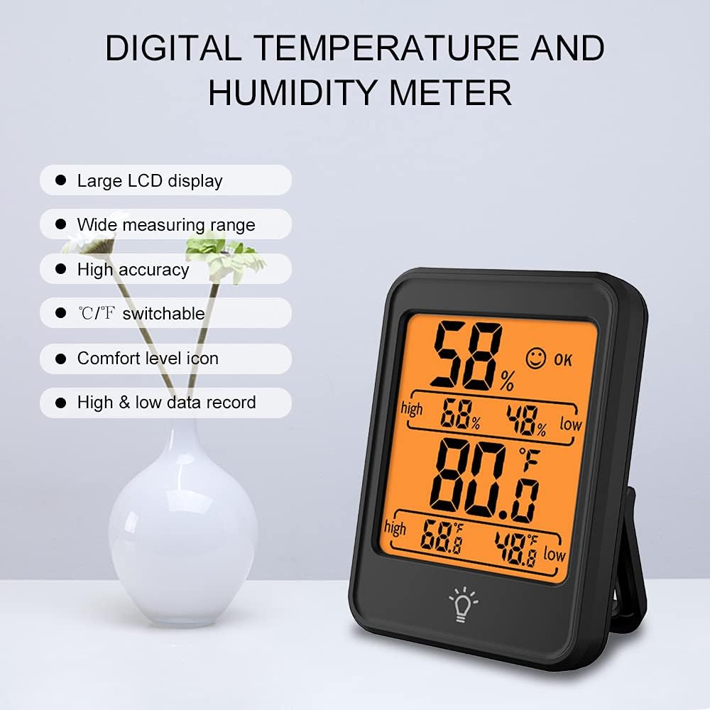 Digital Hygrometer Thermometer Indoor Temperature and Humidity Gauge Monitor Meter with Large LCD Display for Home Bedroom Office Greenhouse image number 1