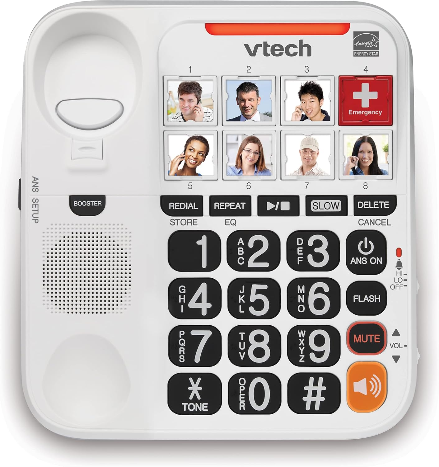 VTECH SN1127 Amplified Corded Answering System. 8 Photo Speed Dial, 90Db Ringer Volume, Big High-Contrast Buttons, Audio Booster(+40Db), Visual Ringer. Perfect for Seniors, Visually & Hearing Impaired image number 2