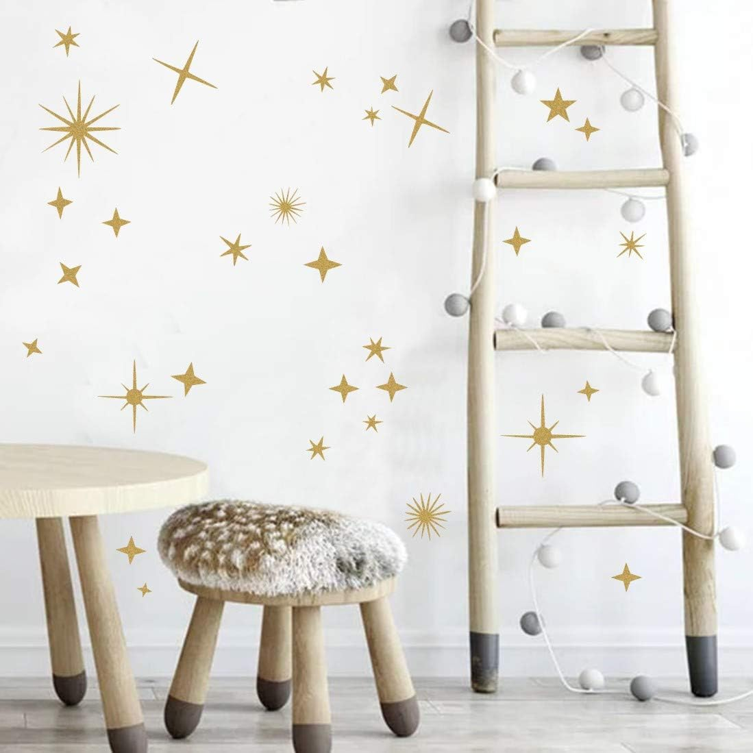 Sparkle Decals Star Decals, Nursery Wall Decal, Kids Room Decor, Star Wall Decor, Sparkle Wall Art, Baby Room Star Wall Sticker Peel&Stick Removable Decals (Vintage Gold)