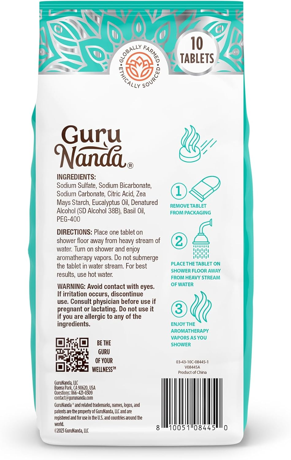 Gurunanda Breathe Shower Steamer Tablets (Pack of 10) - 100% Natural Eucalyptus Essential Oil Helps with Congestion and Basil Supports Stress Relief & Mental Clarity - Perfect for Home Spa & Self Care image number 6