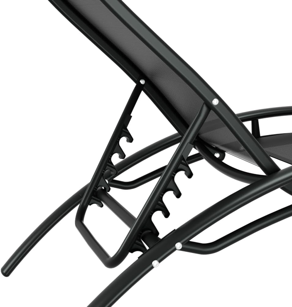 Gardeon 3Pcs Sun Lounge with Table, Camping Chair Lounger Day Bed Chaise Beach Chairs Outdoor Furniture Garden Patio Setting Pool Backyard, Adjustable Backrest Black