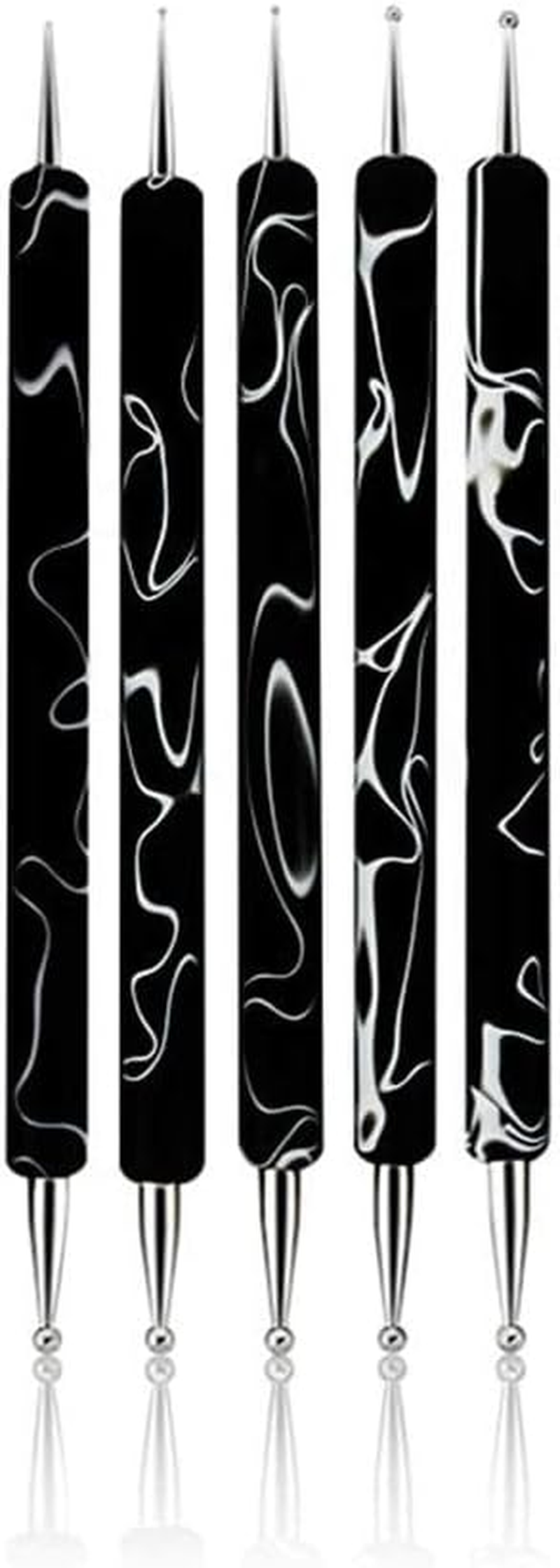 Rolabling 5Pcs Dotting Tools Nail Art Double-Ended Nail Dotting Tool Embossing Stylus Manicure Tools Nail Design, Painting, Sculpting & DIY Decorations Nail Art Tool (Black) image number 4