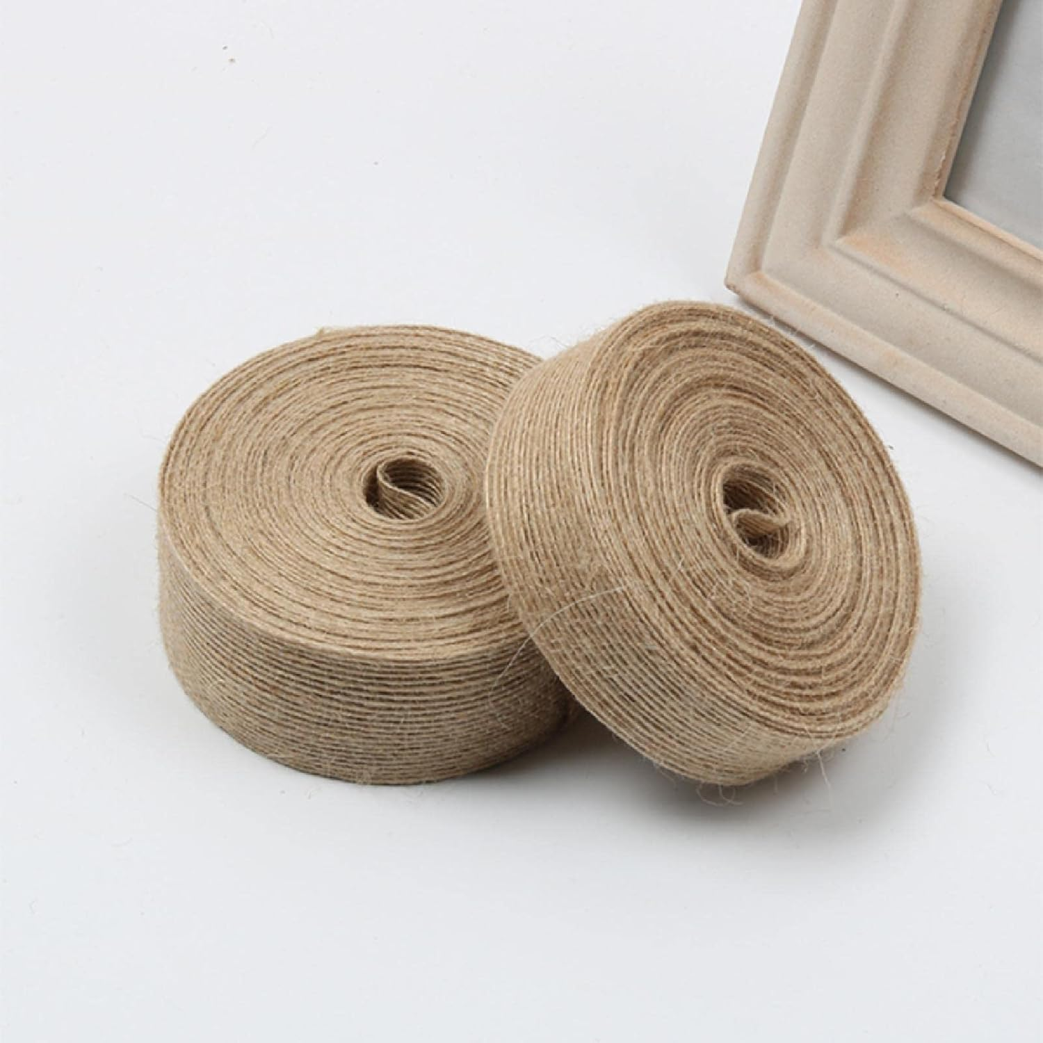 Jute Burlap Craft Ribbon, Natural Hessian Arts Band for DIY Gift Wrapping for Christmas Party Decoration(1.5Cm X 10M) image number 2