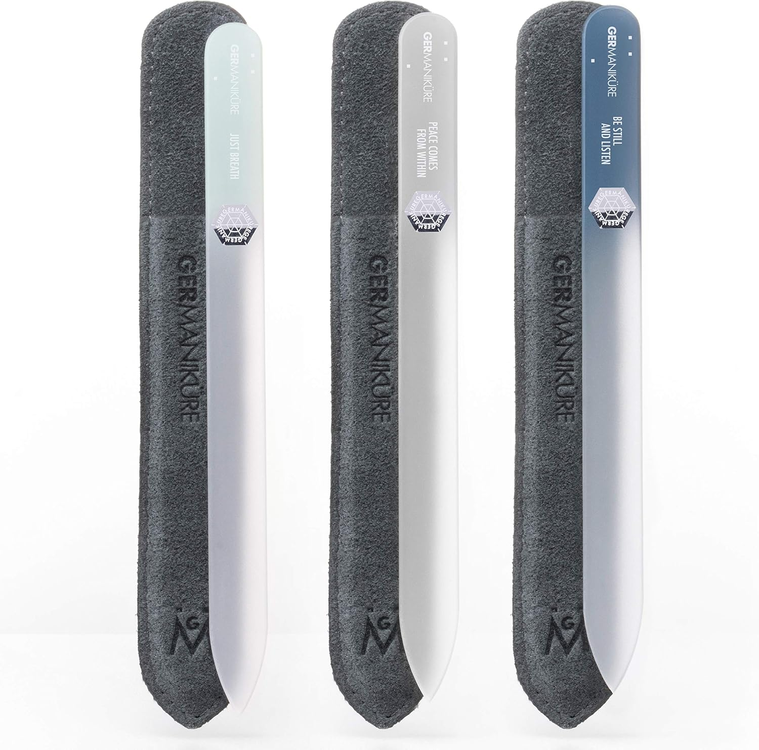 GERMANIKURE Czech Crystal Glass Nail File 3 Pack in Suede Leather Case - Professional Manicure & Pedicure Products for Smooth Easy Shaping of Natural Nails - Self Care Bundle image number 6