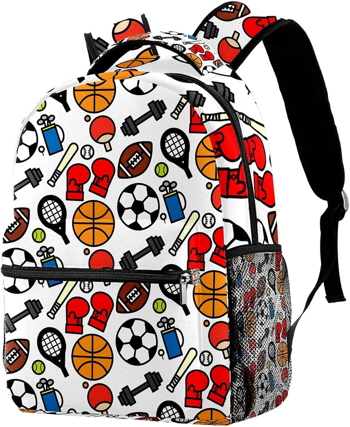 Colorful Sport Icon on White Background Backpack Students Shoulder Bags Travel Bag College School Tote Backpacks image number 2