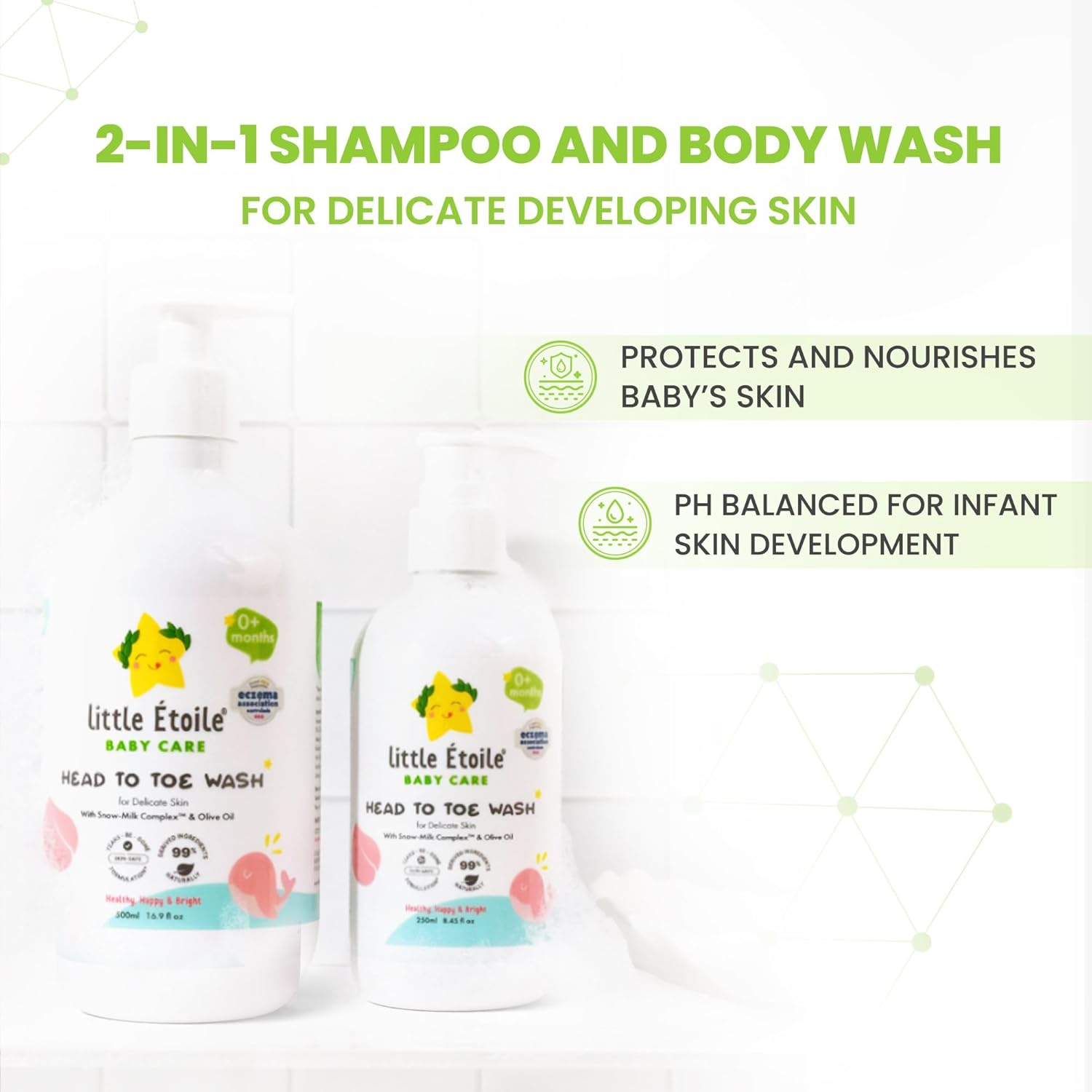Little &Eacute;toile Gentle Head-To-Toe Baby Body Wash | 2-In-1 Hair & Body Cleanser for Delicate Skin | Hypoallergenic, Sulphate-Free | Made in Australia | 0+Months (Delicate Skin, 250Ml) image number 1