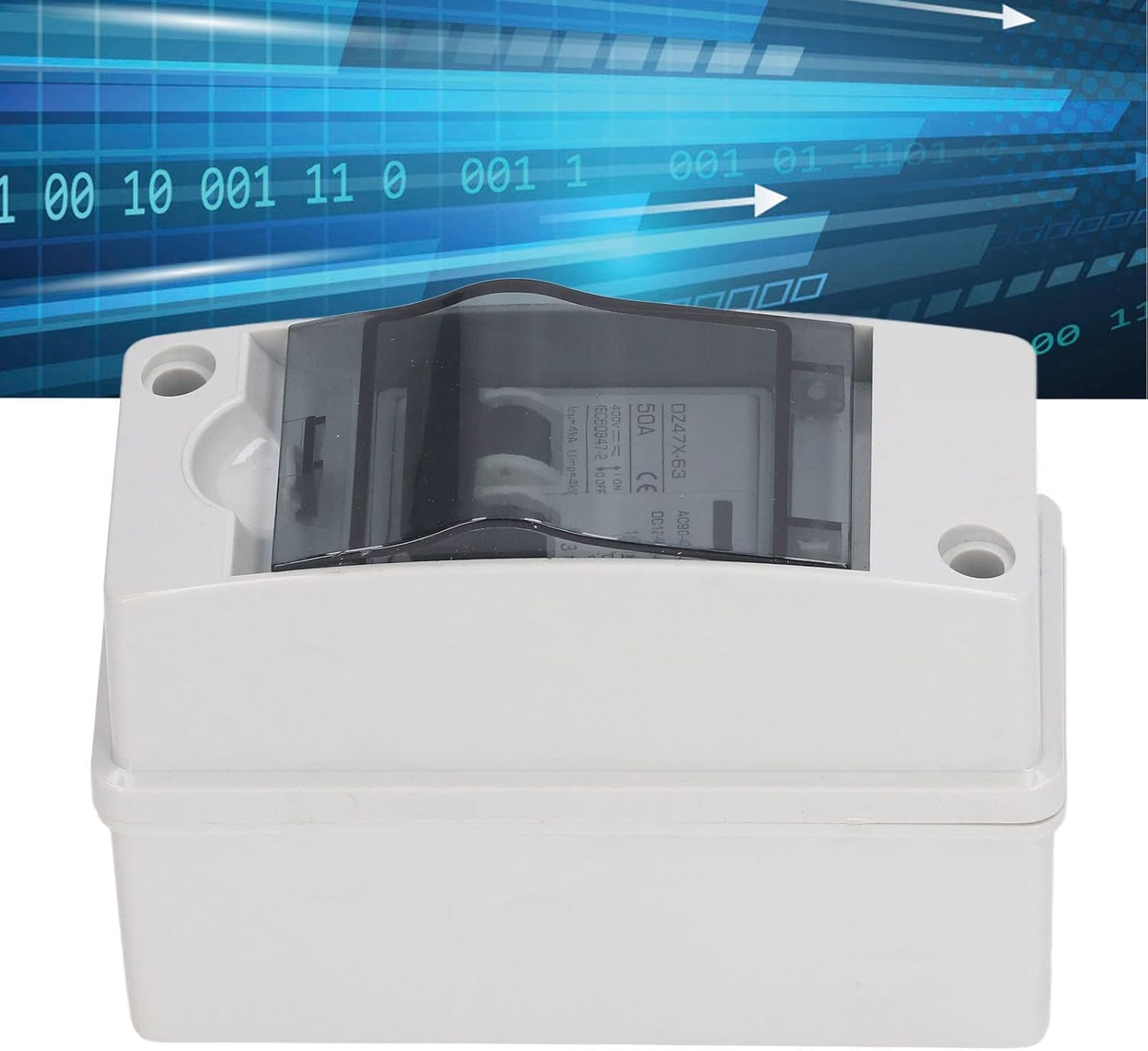 Miniature Circuit Breaker, 2 Pole 50Amp Circuit Breaker Protector with IP65 Waterproof Cover DC Solar Disconnect Switch Isolator for Solar PV System, with Safe image number 3