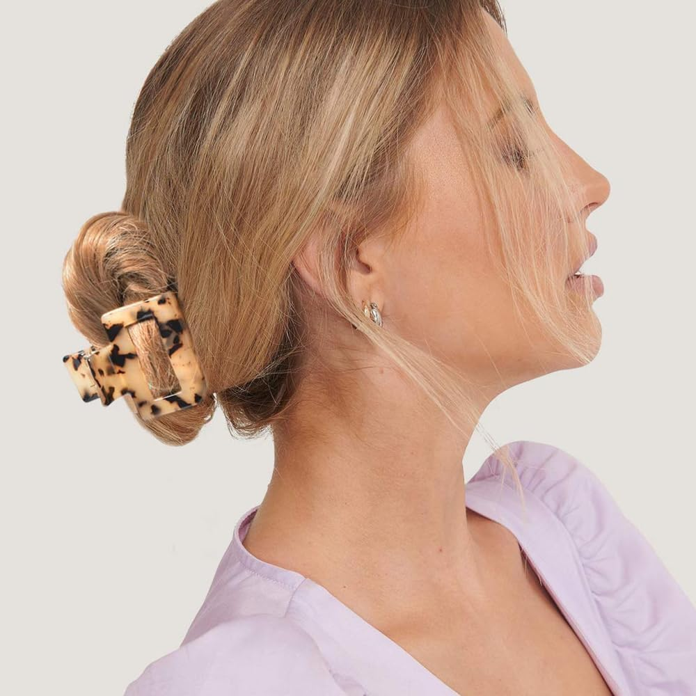 6PCS Acetate Hair Claw Clips, Small Claw Clips for Thin Thick Hair, Nonslip Leopard Print Hair Clips Styling Accessories for Women Girls image number 5