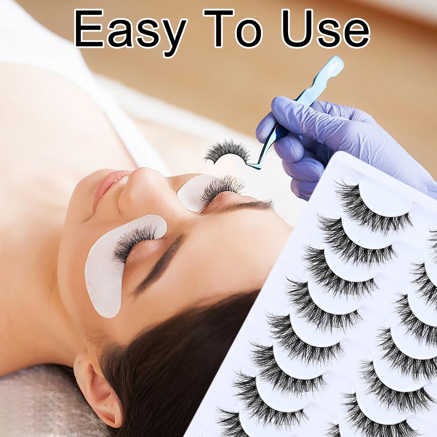YPYMOD 10 Pairs of False Eyelashes, Natural Eyelashes, Wispy Lashes, Soft Fluffy Eyelashes, Cat Eye Lashes (H15) image number 2