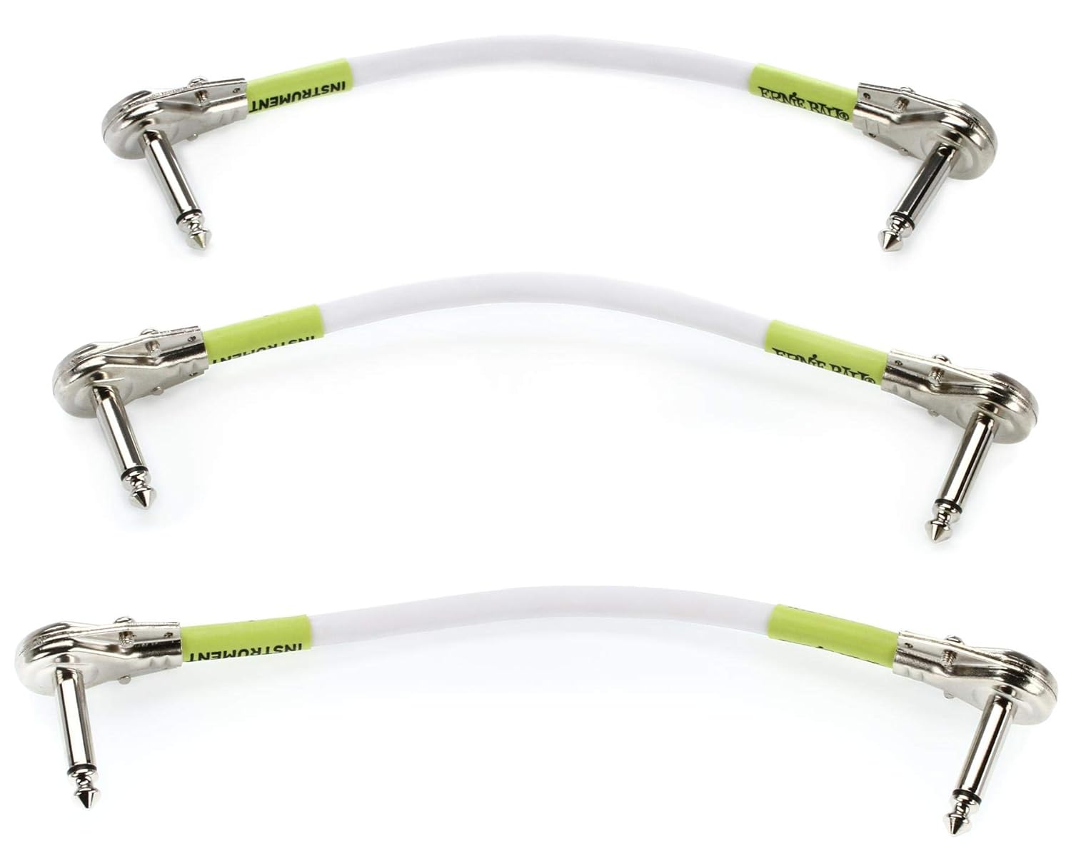 Ernie Ball 6" Flat Angle/Flat Angle Patch Cable 3-Pack - White image number 2