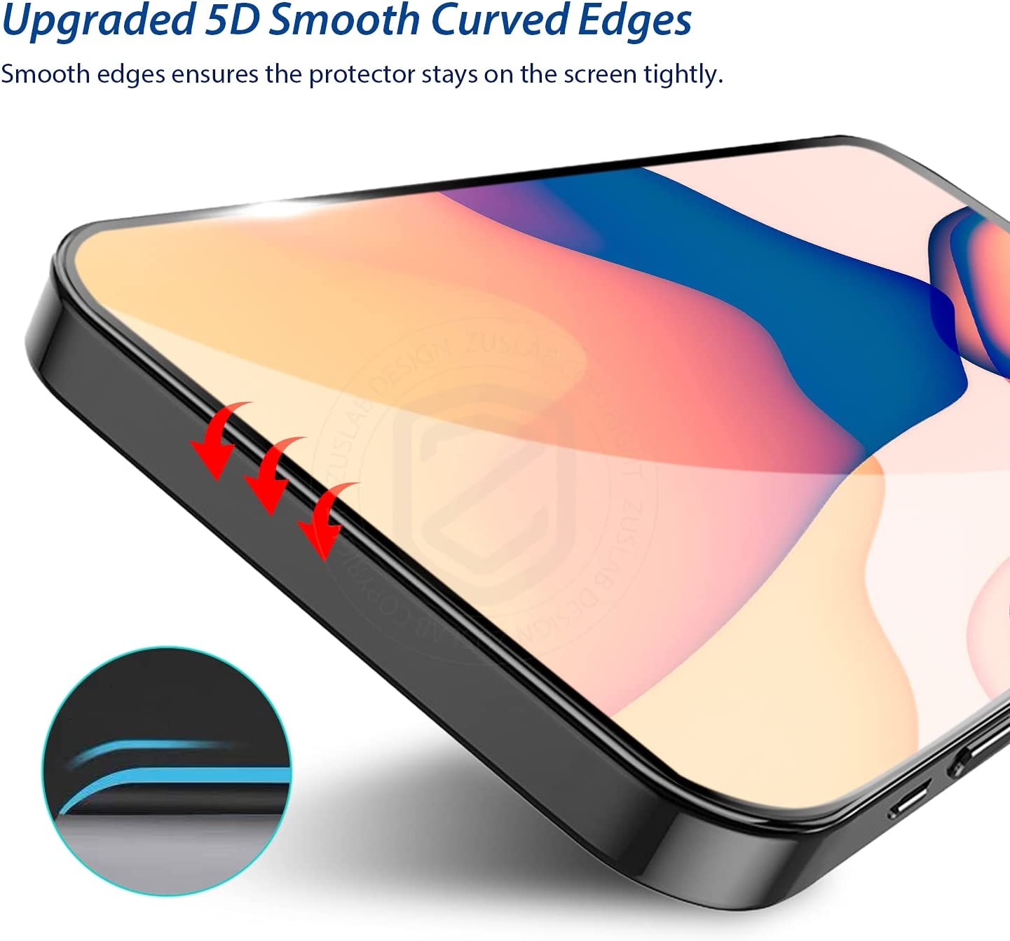 [2 Pack] ZUSLAB Screen Protector for Iphone 16E / 14/13 Pro / 13 Tempered Glass Film Case Friendly 9H Hardness for Apple - Black image number 1