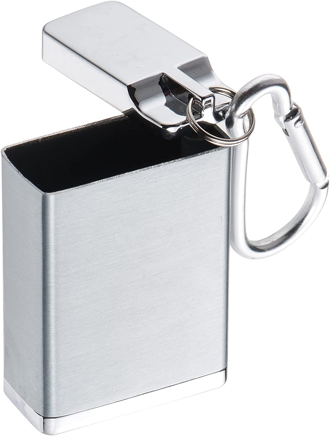 Portable Ashtray,Mini Pocket Metal Ash Holder for Outdoor Use with Lid and Hanging Hook (Silver) (S-PORTABLE-C) image number 6
