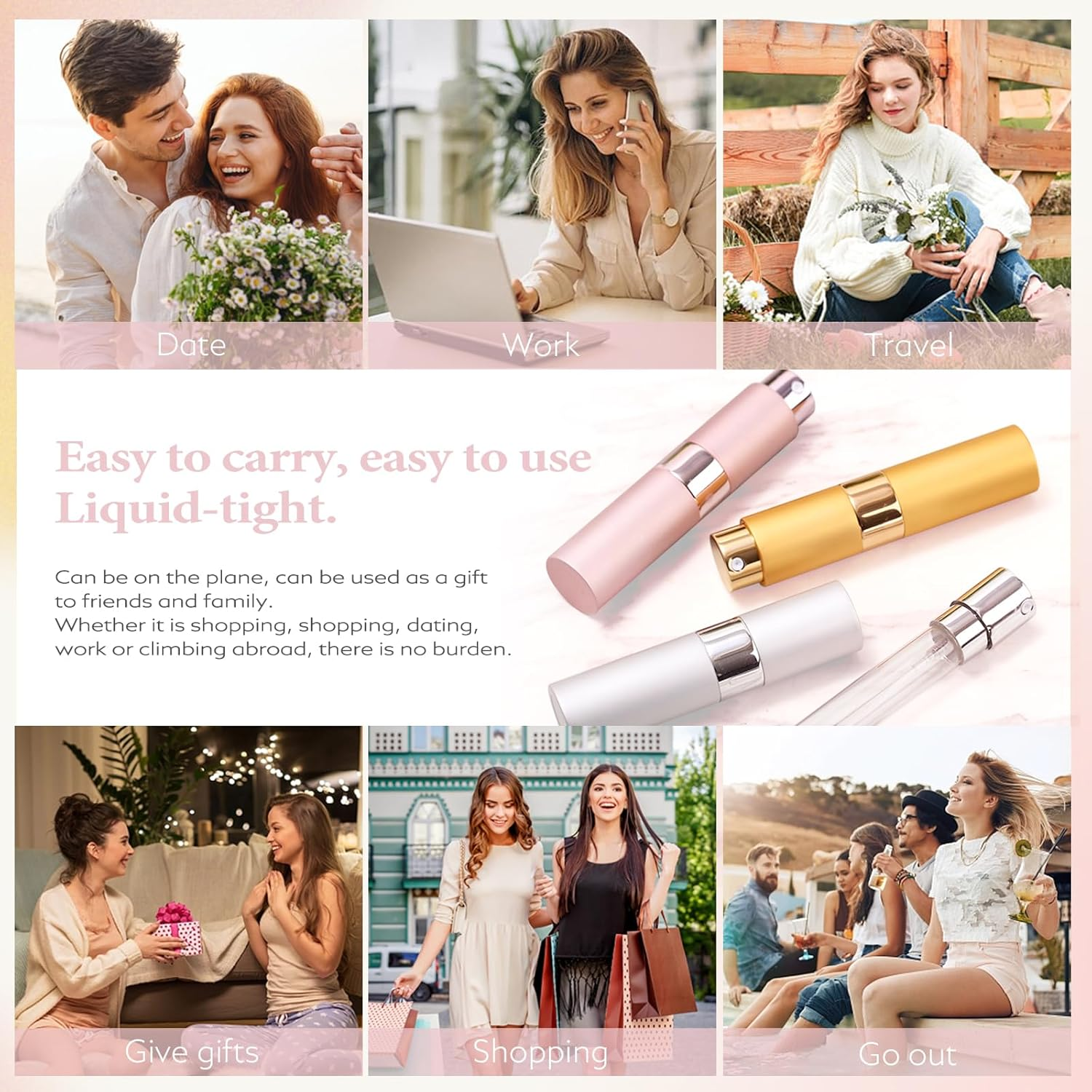 Travel Perfume Atomizer Refillable 8Ml (5 PCS), Travel Cologne Sprayer Mini, Perfume Bottle Empty Small (5 Colors) image number 3