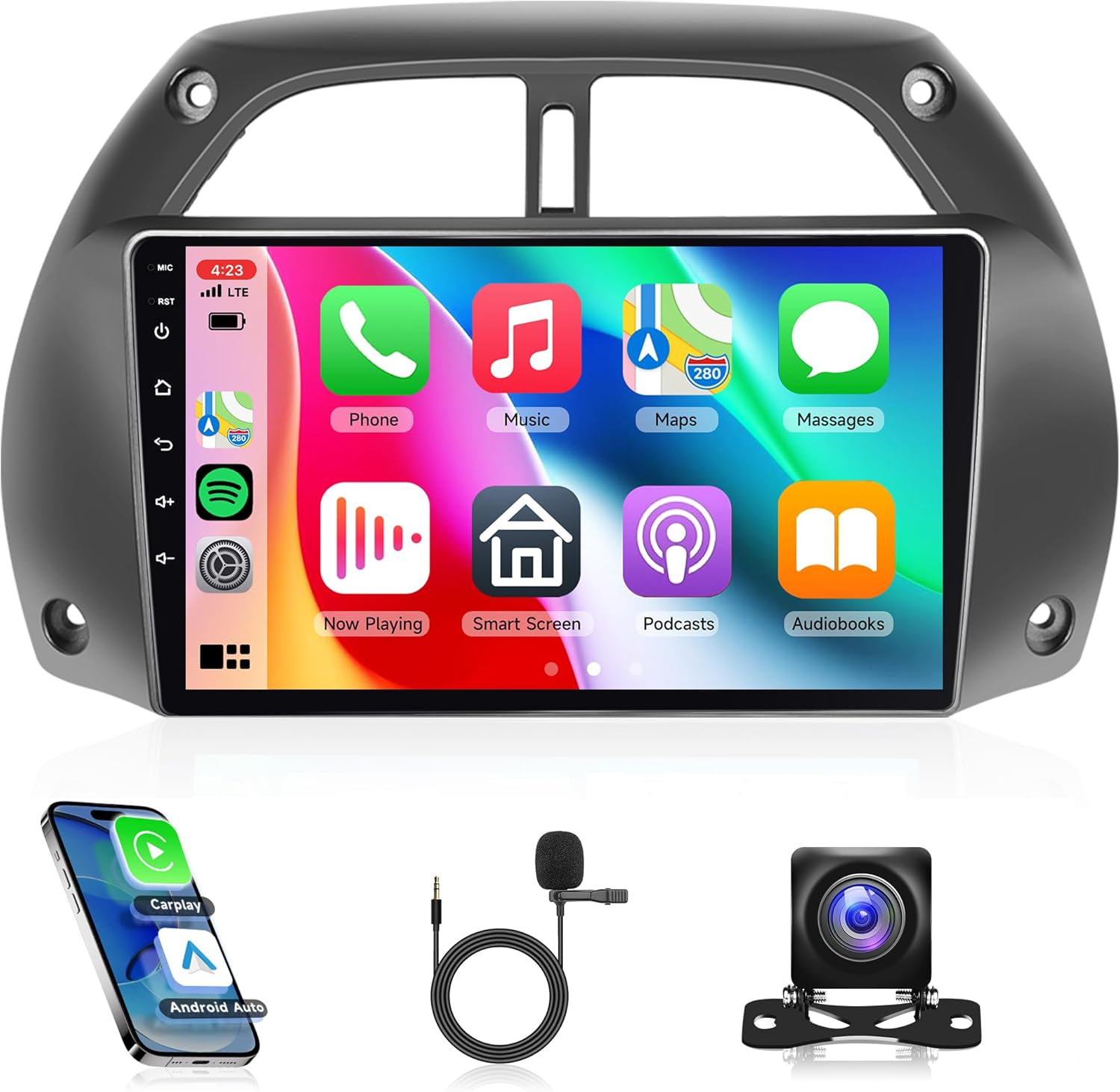 Rimoody Android Car Stereo for Toyota RAV4 2001-2006 with Apple Carplay, 9 Inch Touch Screen Car Radio with GPS Navigation Bluetooth FM Hifi Wifi Android Auto + AHD Backup Camera