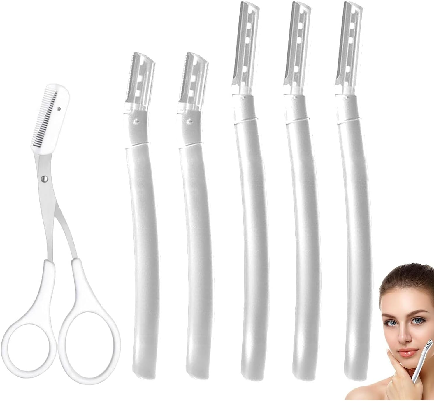 WADY Razor for Women Face, Eyebrow Razor, Eyebrow Razor Kit, Professional Dermaplaning Tool for Peach Fuzz, Facial and Eyebrow Hair Removal, Gentle Skin Exfoliation Blade (6Pcs) image number 3