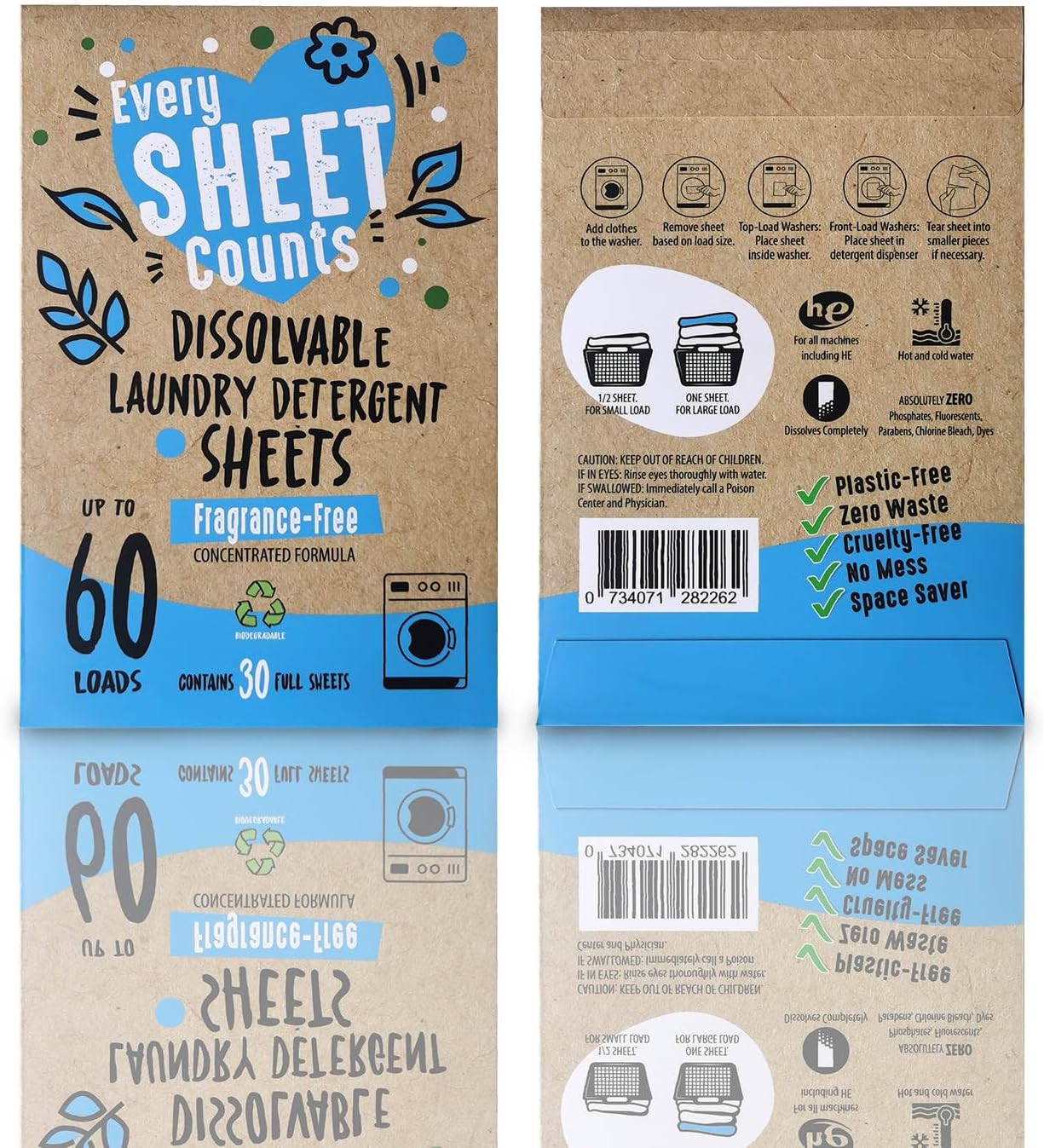 Laundry Detergent Sheet, Fragrance Free, Biodegradable, Eco Friendly, Travel Size