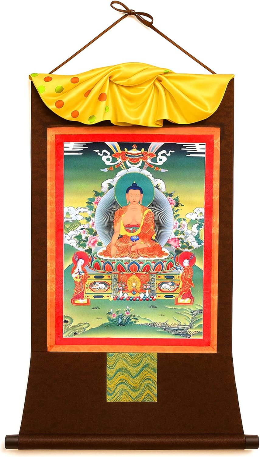 Mudra Crafts Extra Large White Tara Tibetan Thangka Buddha Wall Art - Handmade XXL White Tara Thangka Buddhist Tibetan Painting Yoga Zen Mediation Altar Wall Hanging D&eacute;cor