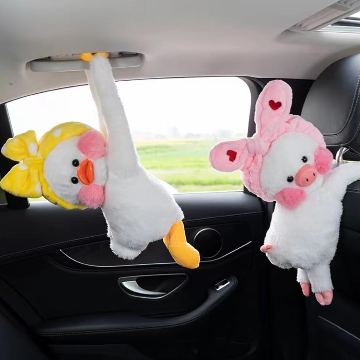 Hanging Car Tissue Box Holder for Car Duck Stuffed Animals Accessories,Cute Tissue Box Cover,Funny Toilet Paper Holder, Cartoon Animal Tissue Box Napkin Holder for Home Bathroom image number 5