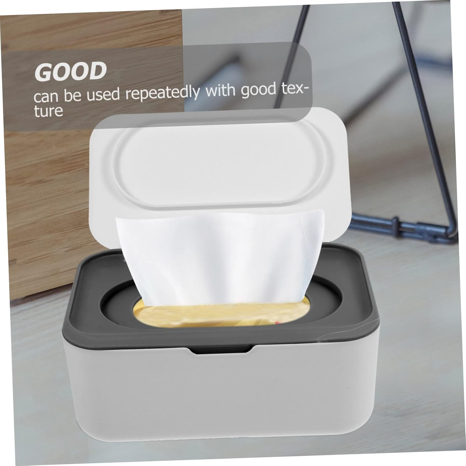 Wet and Dry Tissue Box Wipes Dispenser Lid Refillable Wipe Holder for Bathroom Organizer Deep Grey image number 3