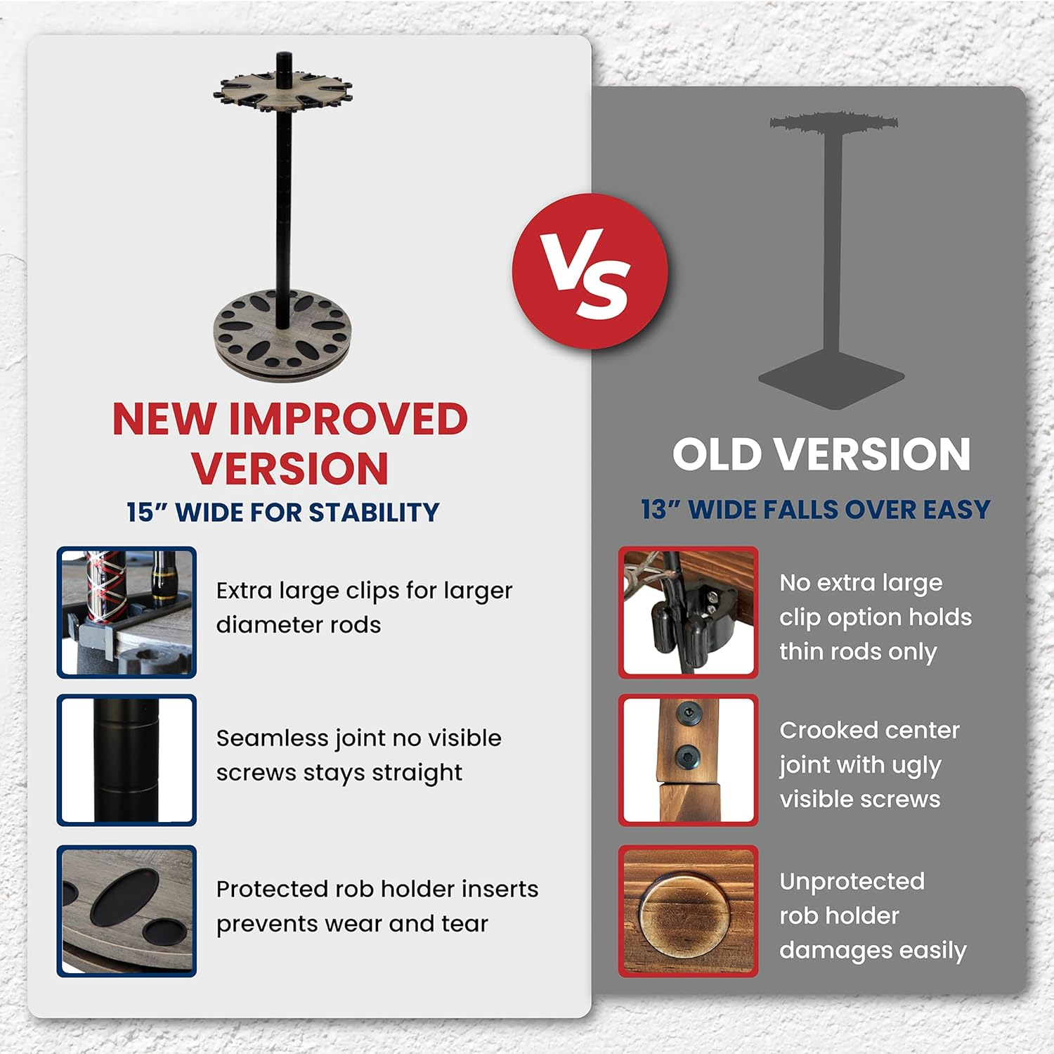 Rush Creek Creations 24 round Spinning Fishing Rod Rack - Fishing Pole Holder and Storage