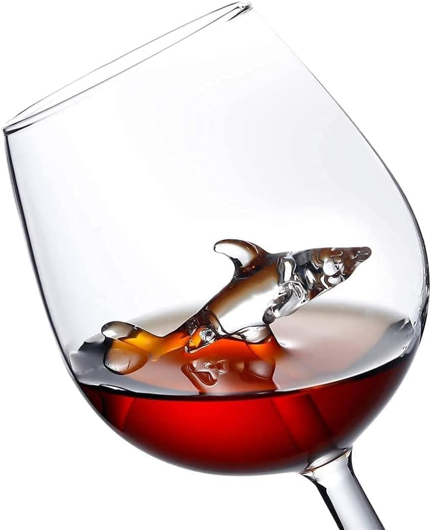 Set of 2 Wine Glasses, Red Wine Set, Shark Wine Glasses, Red Wine Glasses with Shark Inside, Crystal Flutes, Goblets, Novelty, Gift for Adults, Home, Bar, Party, Christmas Party image number 5