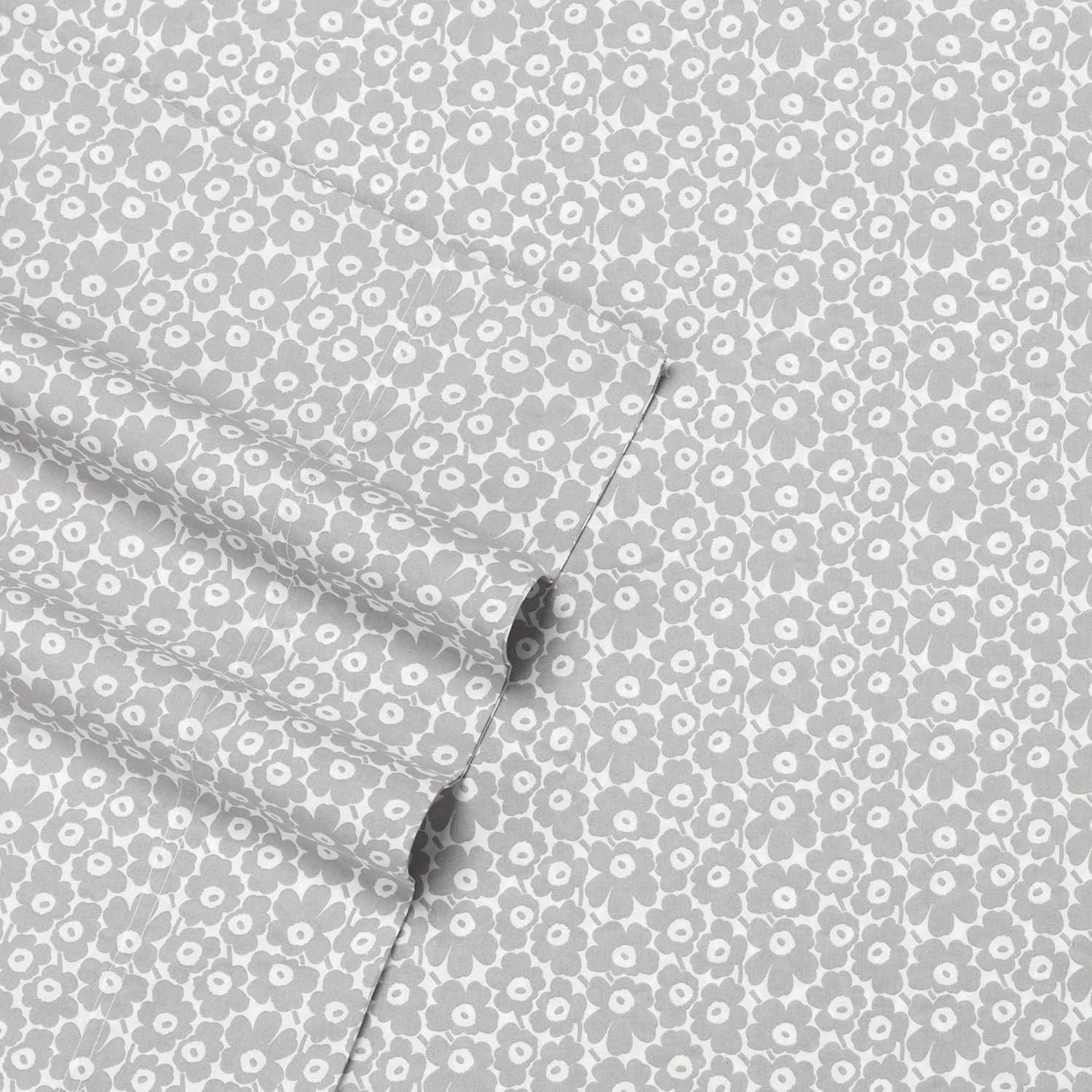 MARIMEKKO - Queen Sheets, Cotton Percale Bedding Set, Crisp & Cool Home Decor (Pikkuninen Unikko Grey, Queen) image number 5