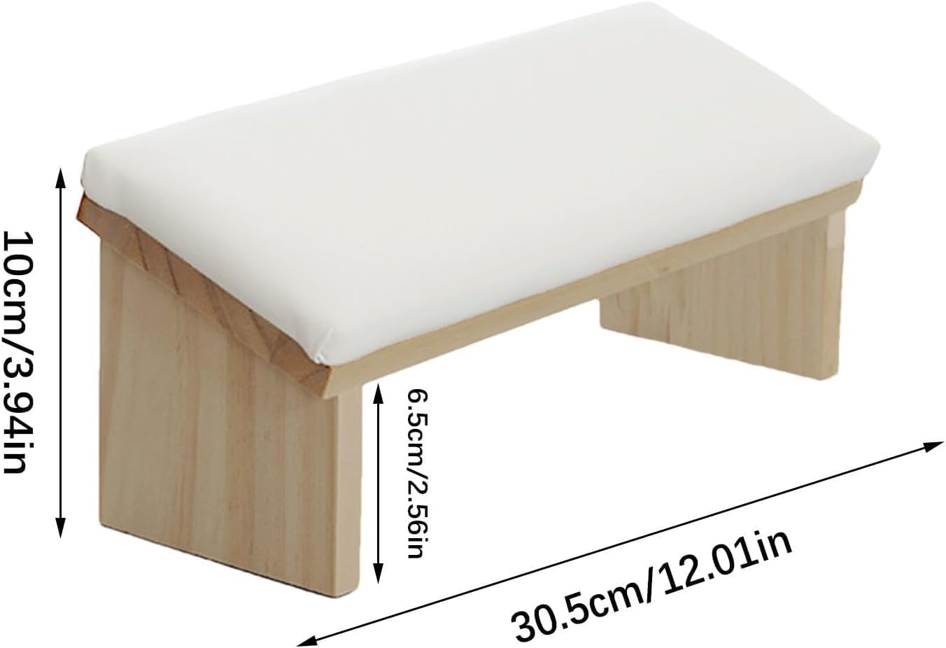 Nail Arm Rest,Wooden Leather Manicure Hand Rest in Bevel Design Comfortable Nail Polishing Arm Rest (White) image number 1