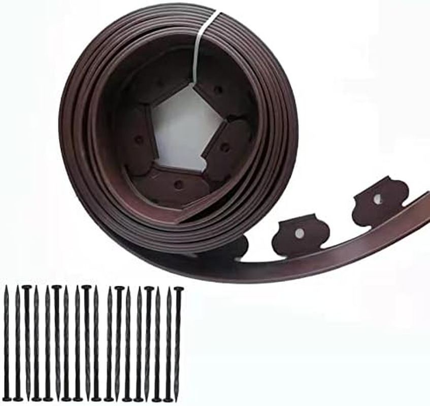 Garden Edging，40Ft Landscape Edging with 40 Spikes for Lawn 2 Inch Tall(Black, 40FT)