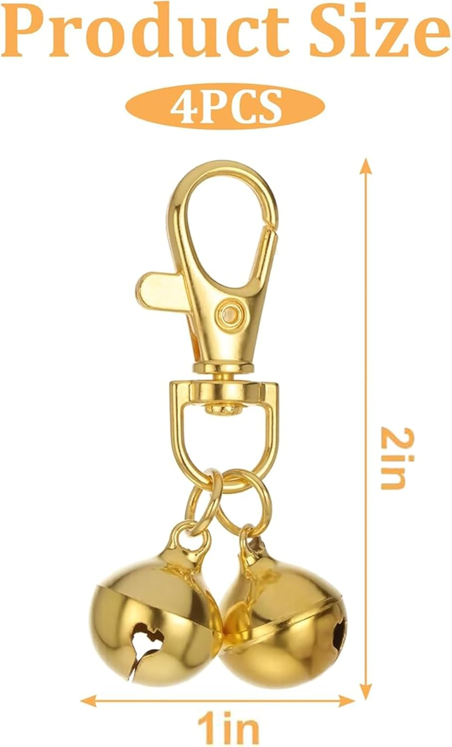 Fokmuaex 4 Pcs Pet Bells for Dog Cat - Gold & Silver Training Bells, Decorative Charm Pendants Jewelry for Pet Necklace Collar Accessories image number 2