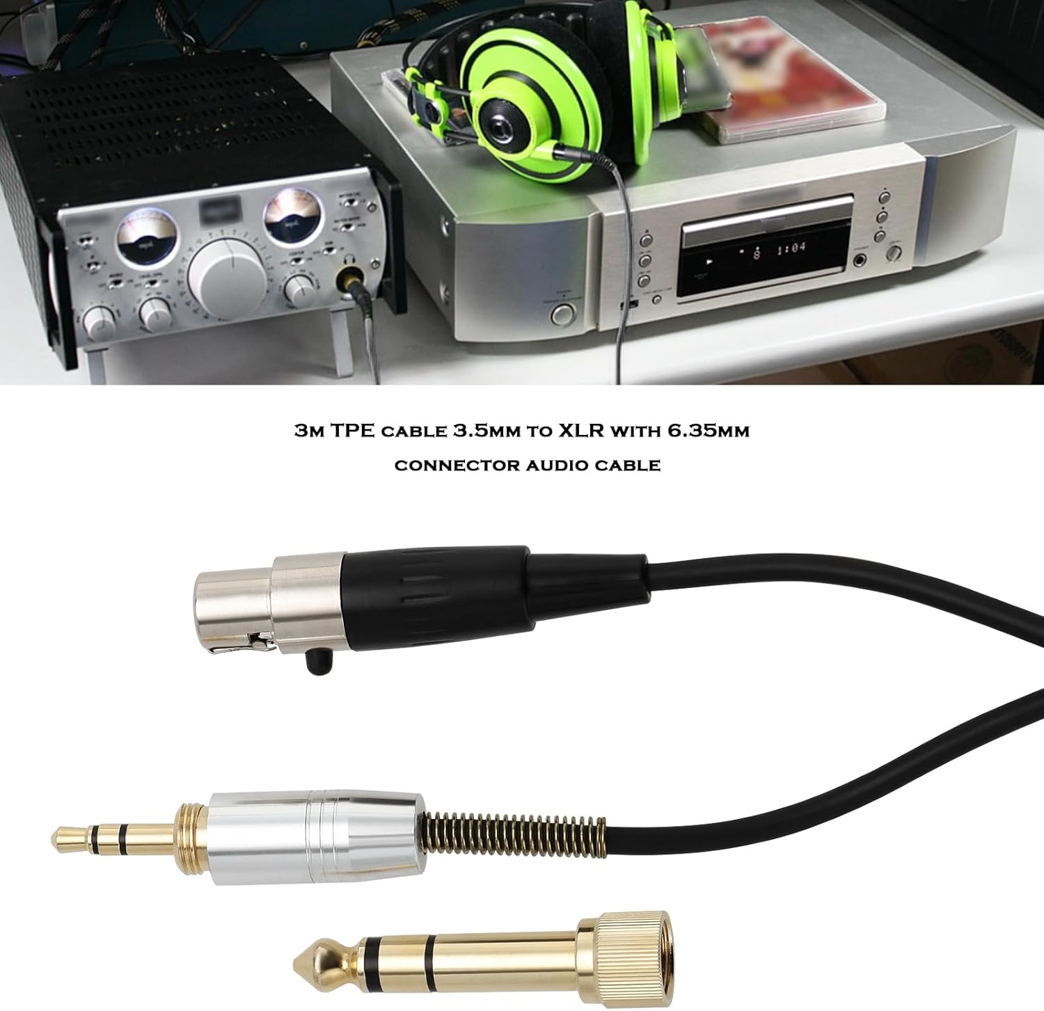 Emagtech Audio Upgrade Cable 3M Mini-Xlr to 3.5Mm & 6.35Mm Audio Cable TPE Headphones Extension Cord Compatible with AKG K240 Q701 K702 K141 K171 M220 image number 3