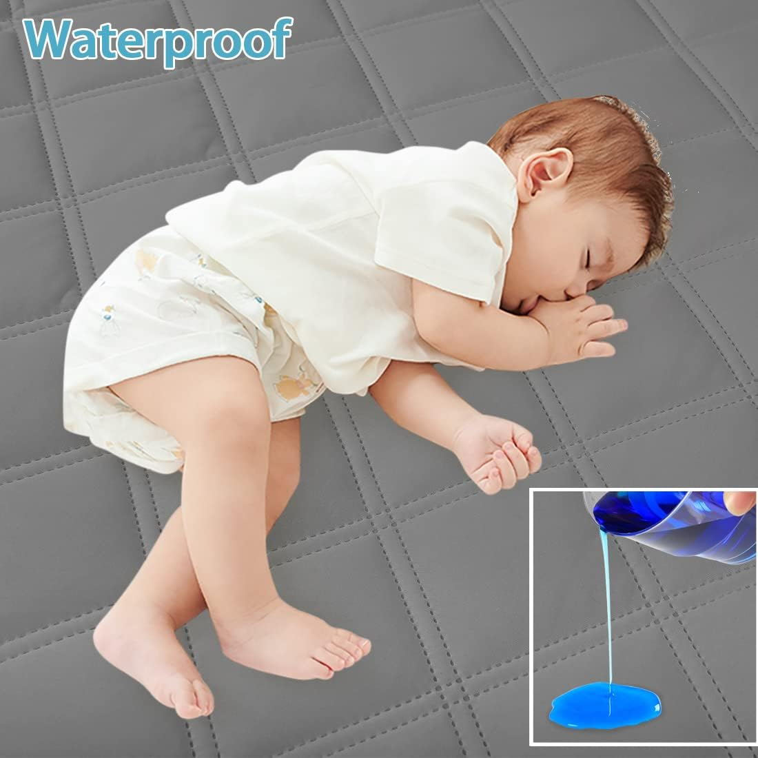 Yoofoss Waterproof Crib Mattress Protector, Quilted Fitted Crib Mattress Pad, Ultra Soft Breathable Toddler Mattress Protector Baby Crib Mattress Cover Breathable and Hypoallergenic (28''X52'') image number 1