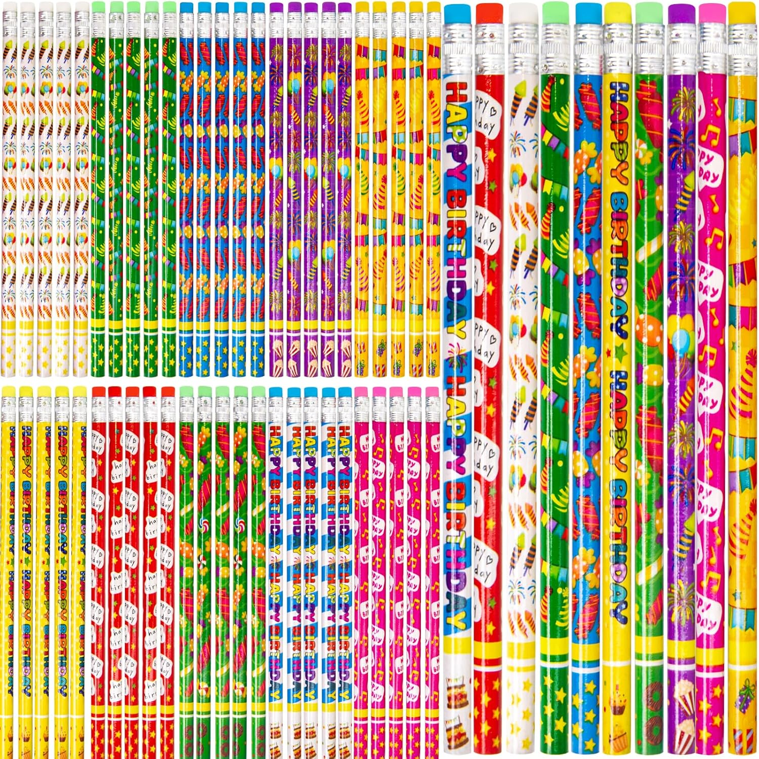 Happy Birthday Pencils 50PCS Wooden Pencil with Eraser Classroom Teacher Award for Kids image number 6