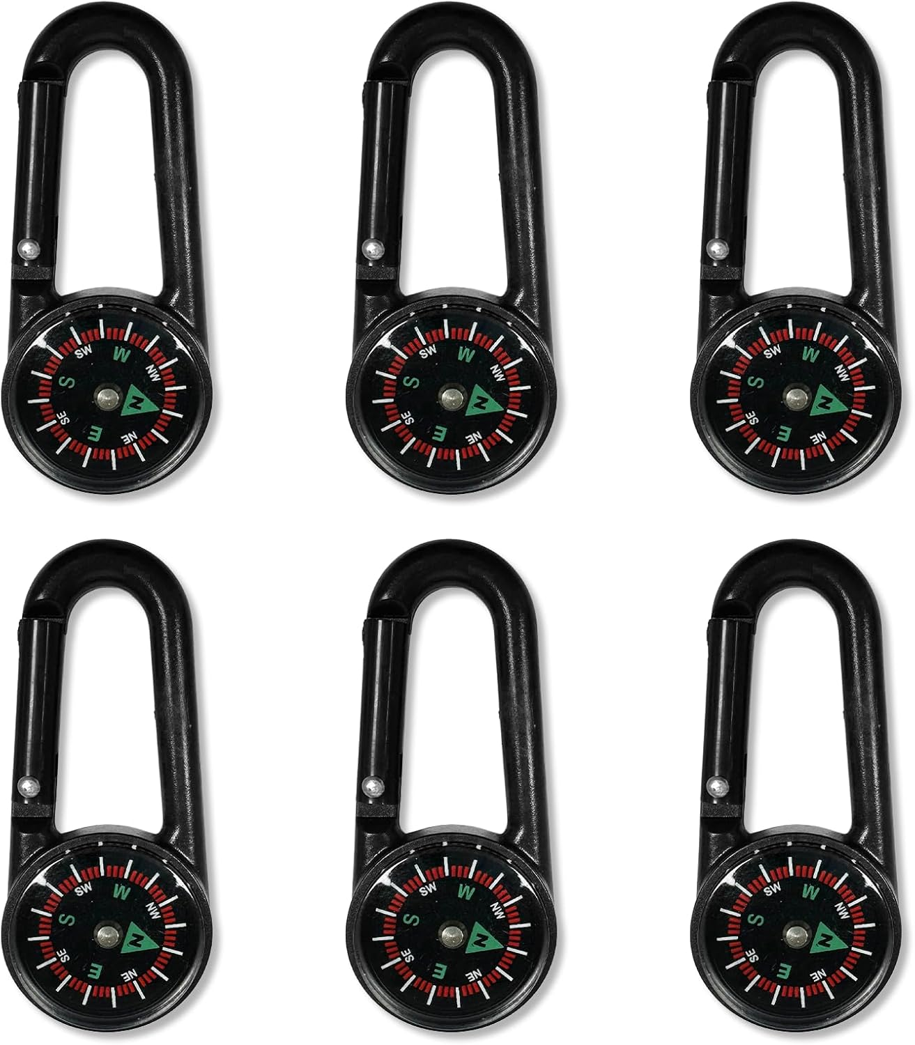 TEAONE Clip on Compass, 6 PCS Black Heavy Duty Compass for Traveling, Hiking, Backpacking (6.9 X 3Cm/2.71 X 1.18In) image number 1