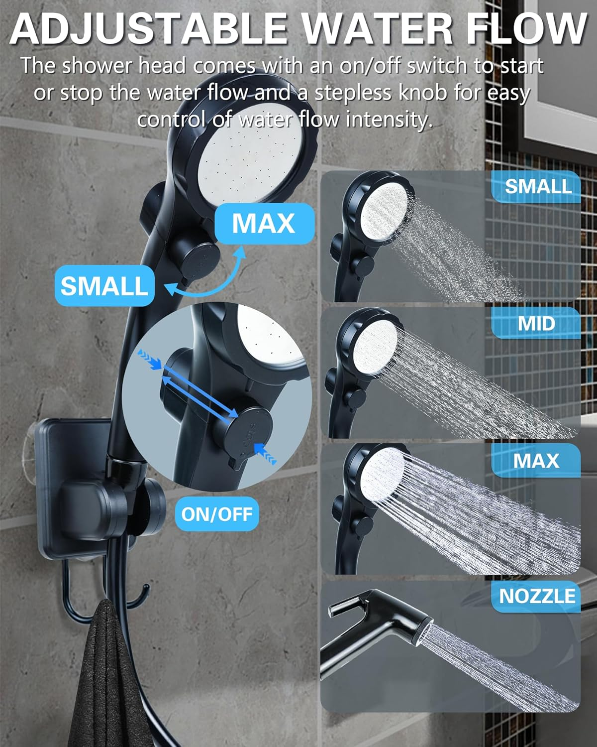 Beviliu Portable Shower, 6000Mah Rechargeable Portable Shower for Camping with USB Cable Outdoor Shower Portable Shower Head, Car Camping Gear, Pet Bathing Dog Shower, Portable Camping Shower image number 6