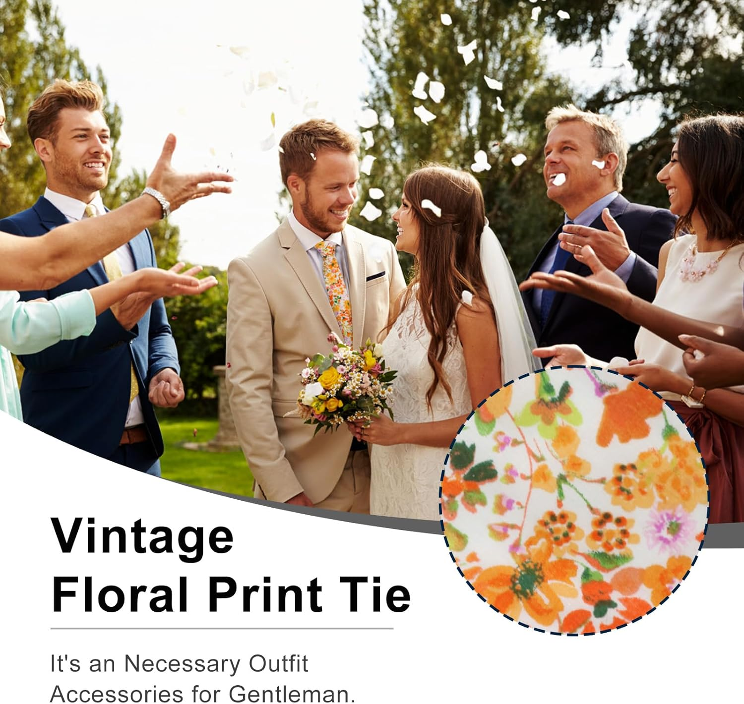 Luckyvestir Mens Ties, Sage/Dusty Blue/Pink Floral Ties for Men, 2.76" Cotton Flower Necktie for Wedding/Groomsmen/Party image number 2