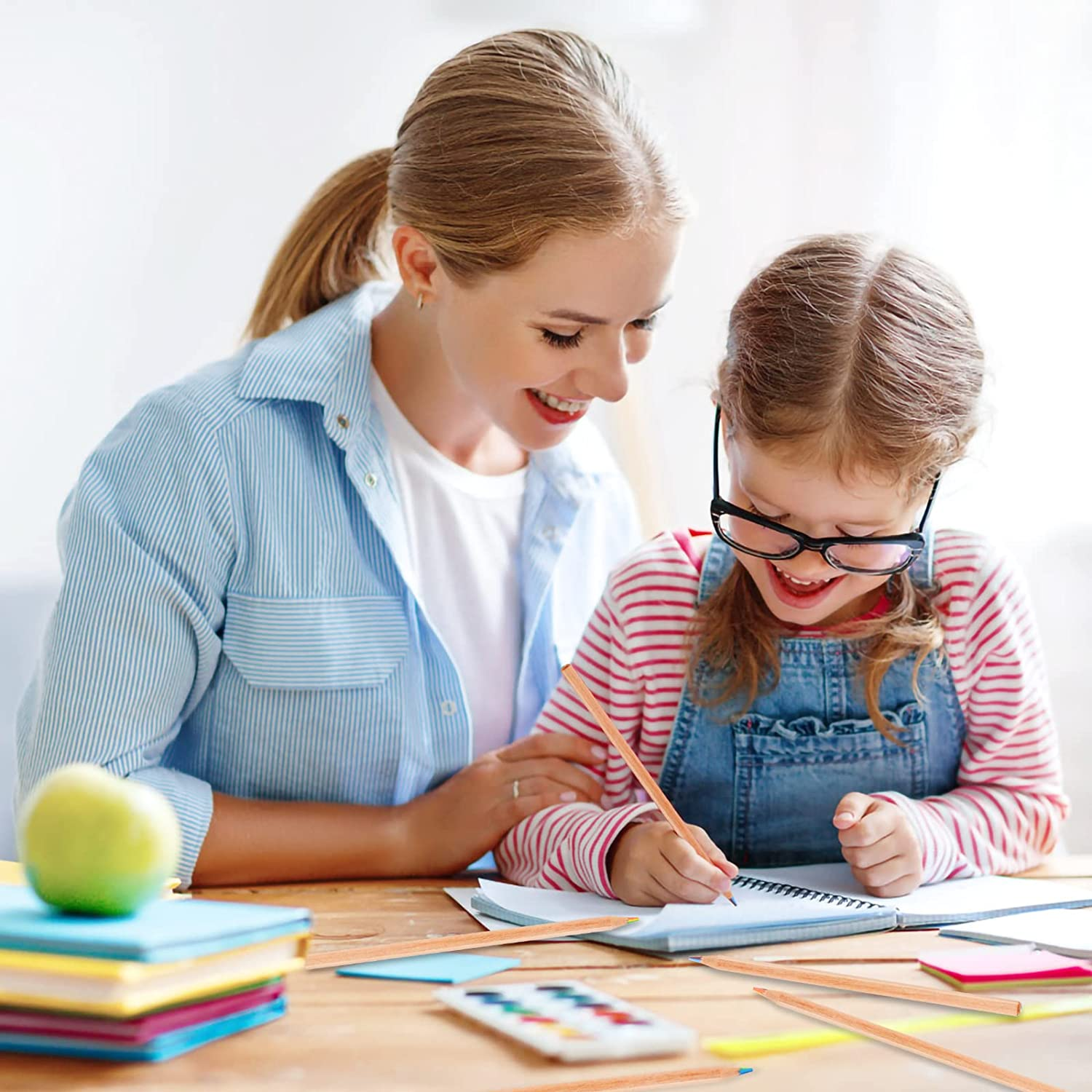 Nsxsu 30 Pieces Rainbow Pencils, 7 in 1 Rainbow Colored Pencil, Multi Colored Fun Pencils, Art Supplies for Drawing, Coloring, Sketching, Party Favours Bags image number 4