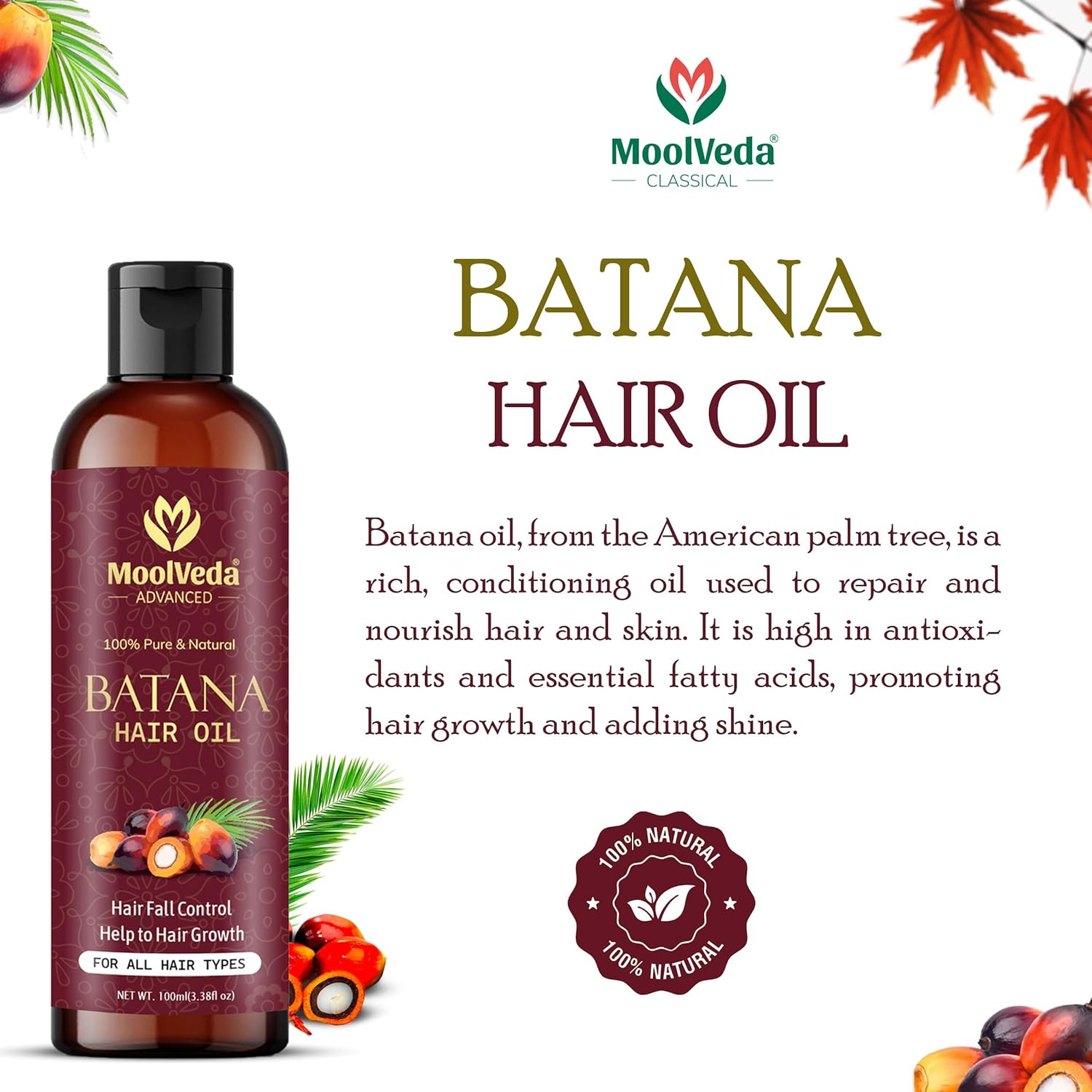 Moolveda Batana Hair Oil 3.38 Fl Oz (Pack of 1)