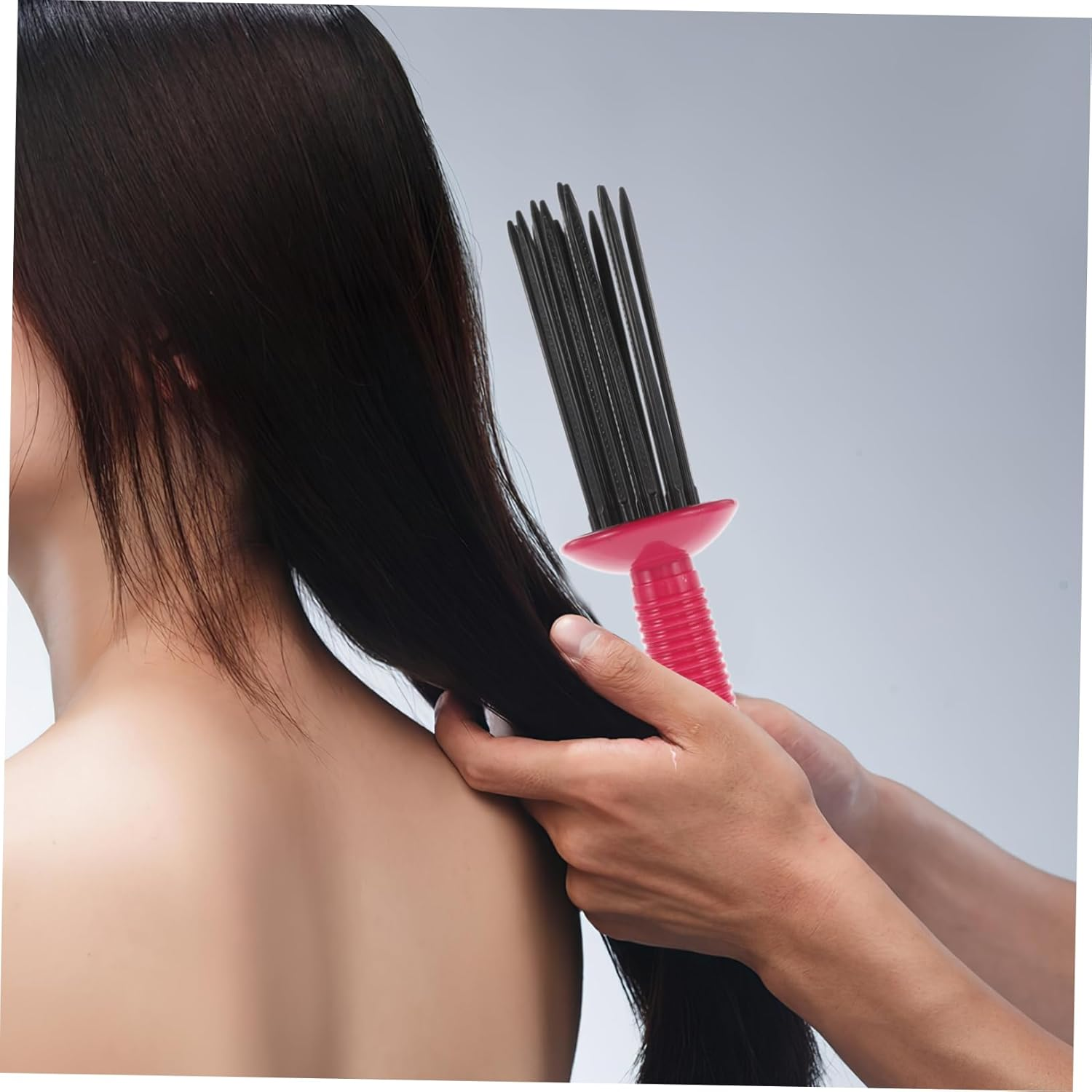 Healeved Curly Hair Fluffy Roll Comb Red Air Hair Styling Brush Detangling and Blow Drying