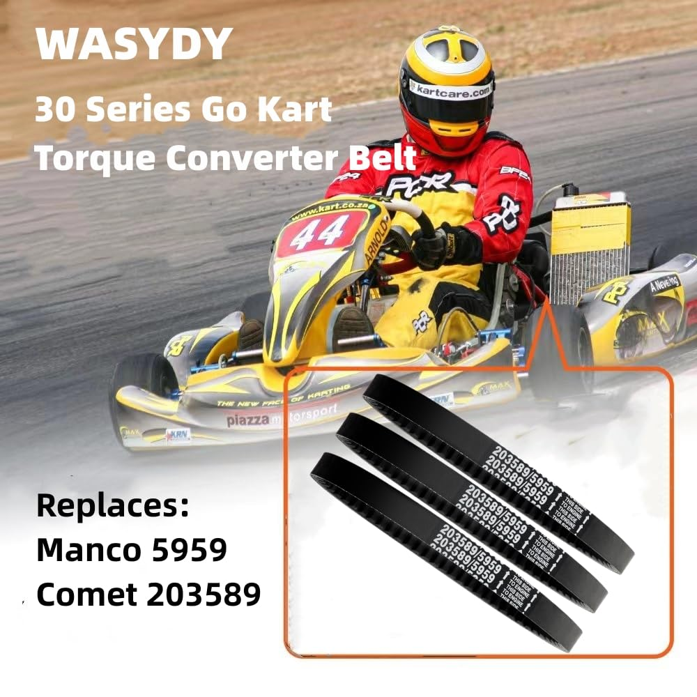 WASYDY 3 Pack of Go Kart Drive Belt for 30 Series Go Kart Torque Converter Drive Belt Replaces Manco 5959 / Comet 203589/Coleman Kt196/Murray 12-8487 image number 6